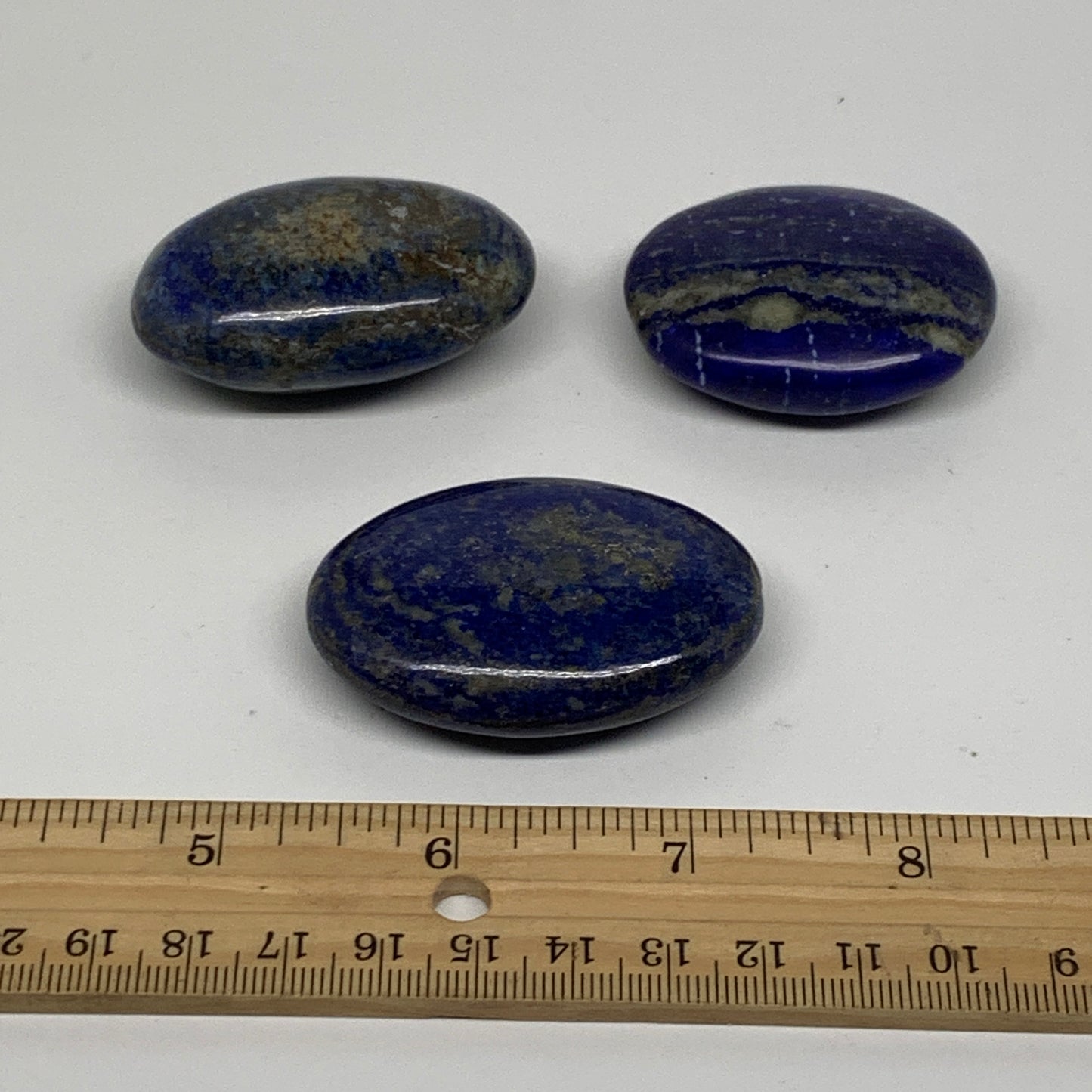 149.9g, 1.8"-2.1", 3pcs, Natural Lapis Lazuli Palm Stone @Afghanistan, B36922