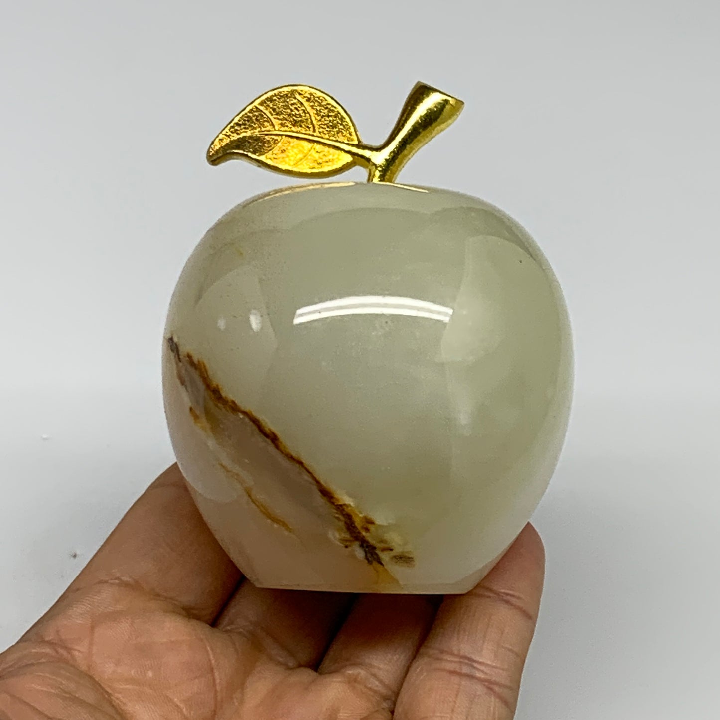 375g, 2.3"x2.4" Natural Green Onyx Apple Gemstone from Afghanistan, B31989