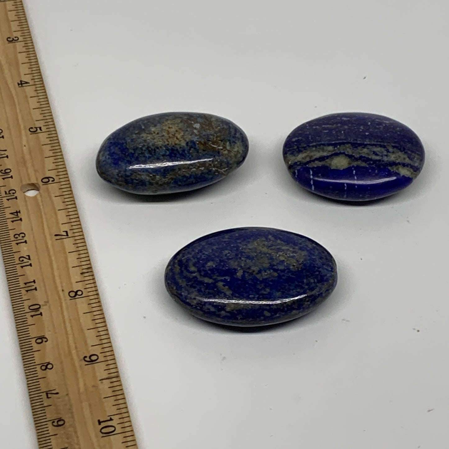 149.9g, 1.8"-2.1", 3pcs, Natural Lapis Lazuli Palm Stone @Afghanistan, B36922