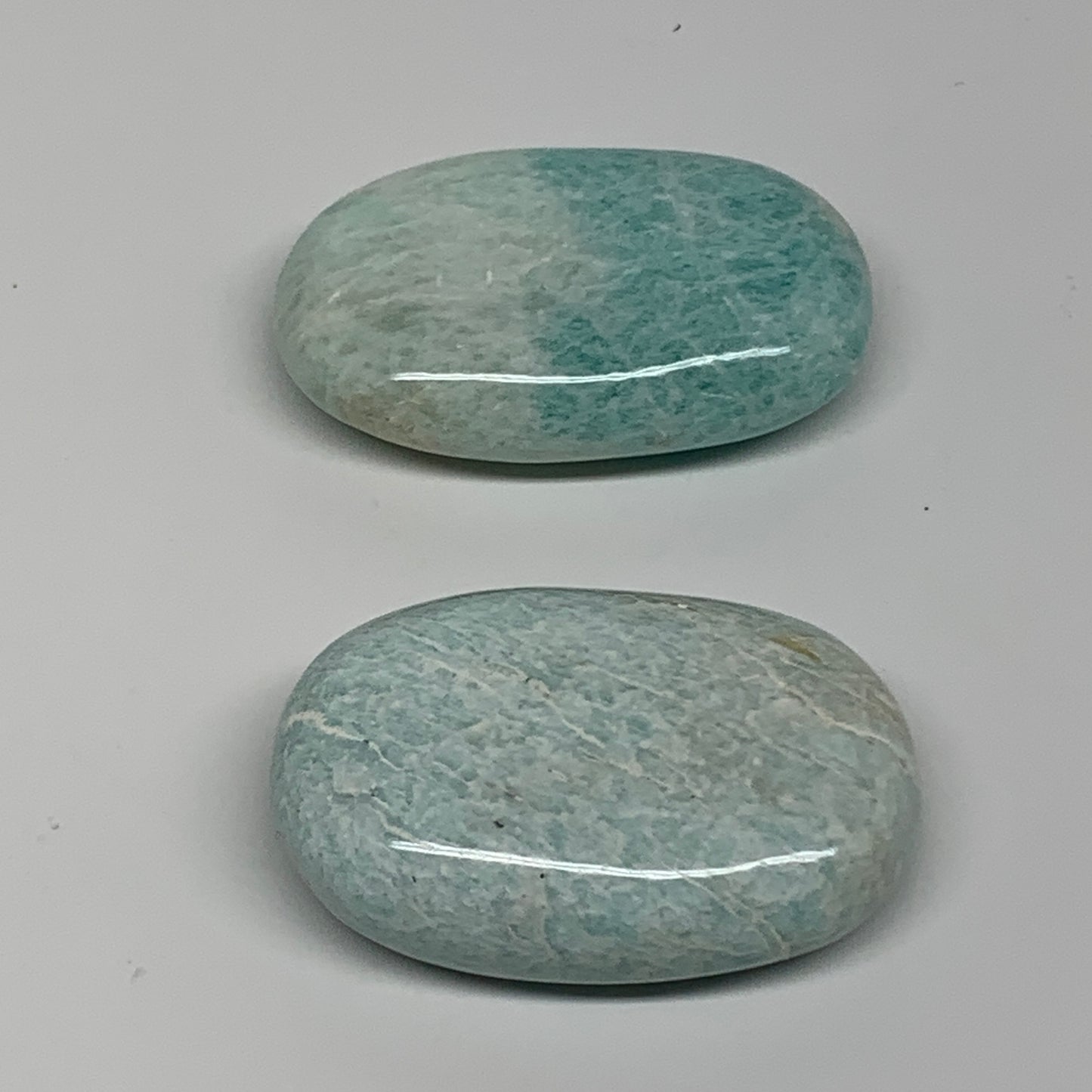 129.9g, 2.3"-2.4", 2pcs, Natural Amazonite Palm-Stone Tumbled Polished, B34718