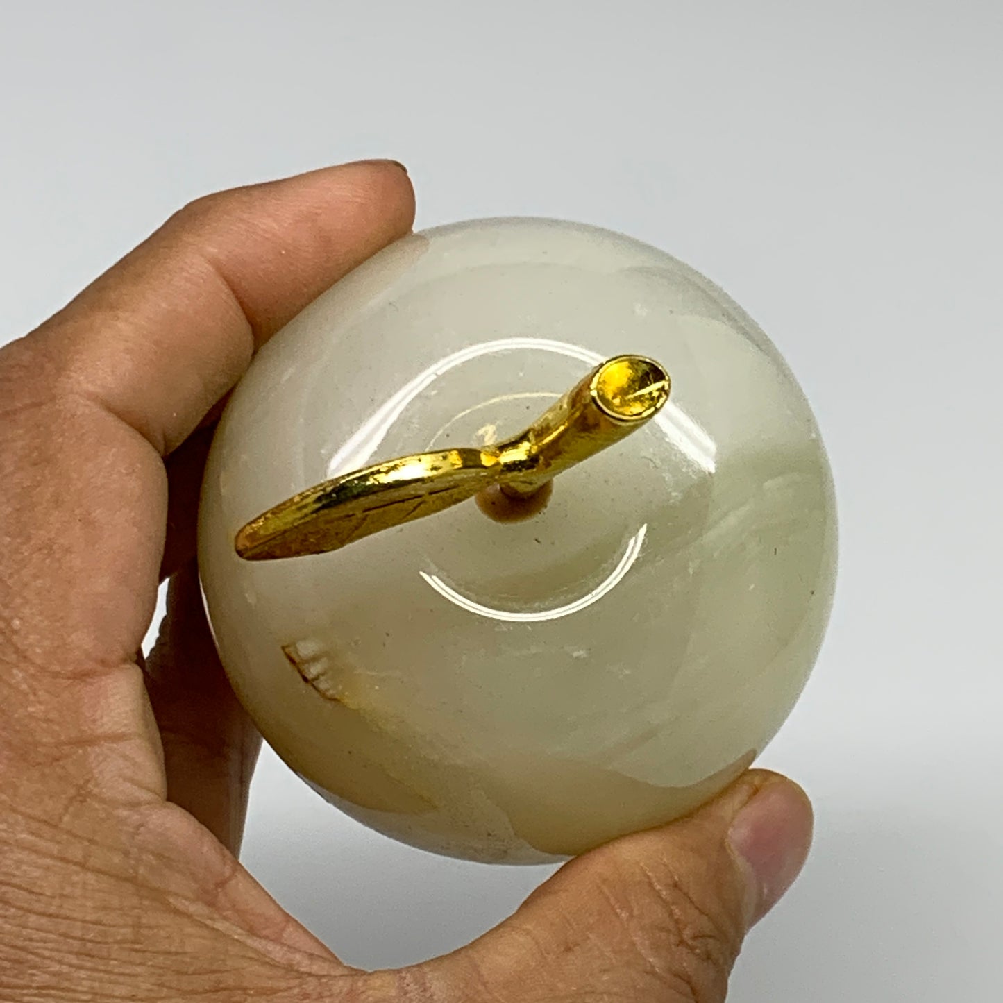 375g, 2.3"x2.4" Natural Green Onyx Apple Gemstone from Afghanistan, B31989