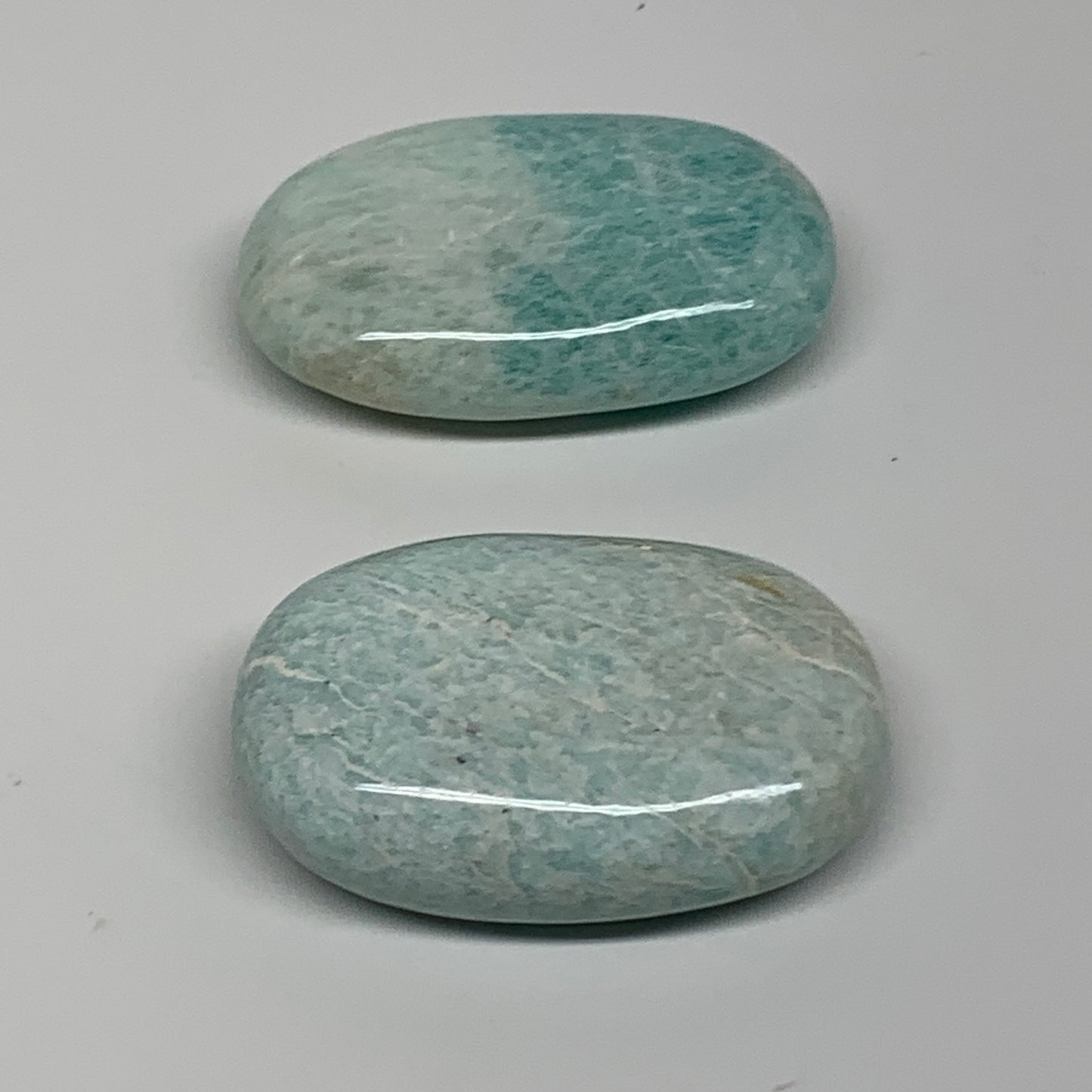 129.9g, 2.3"-2.4", 2pcs, Natural Amazonite Palm-Stone Tumbled Polished, B34718