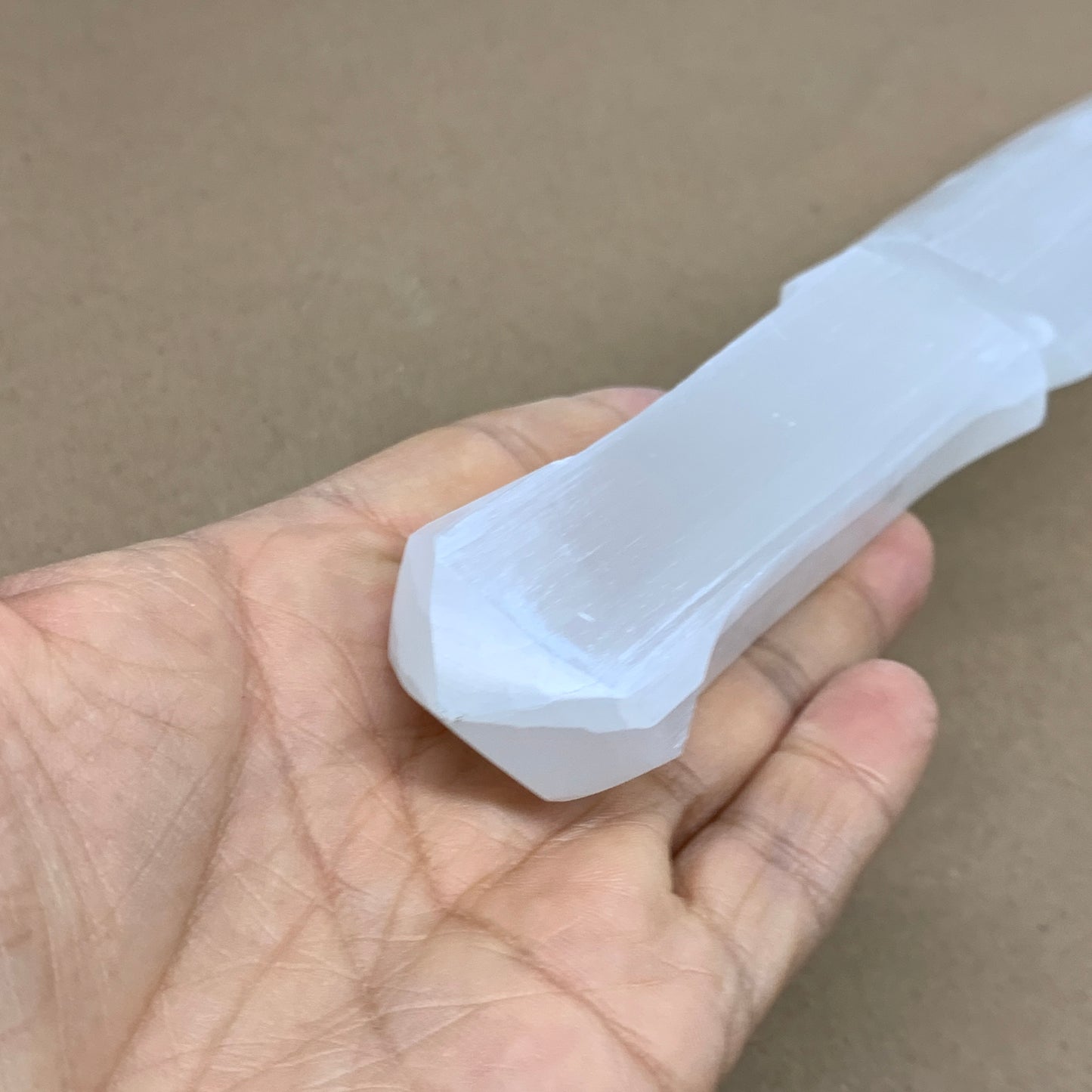 265g, 11.5"x1.5"x0.7", Natural Selenite Crystal Dagger (Satin Spar), B36041