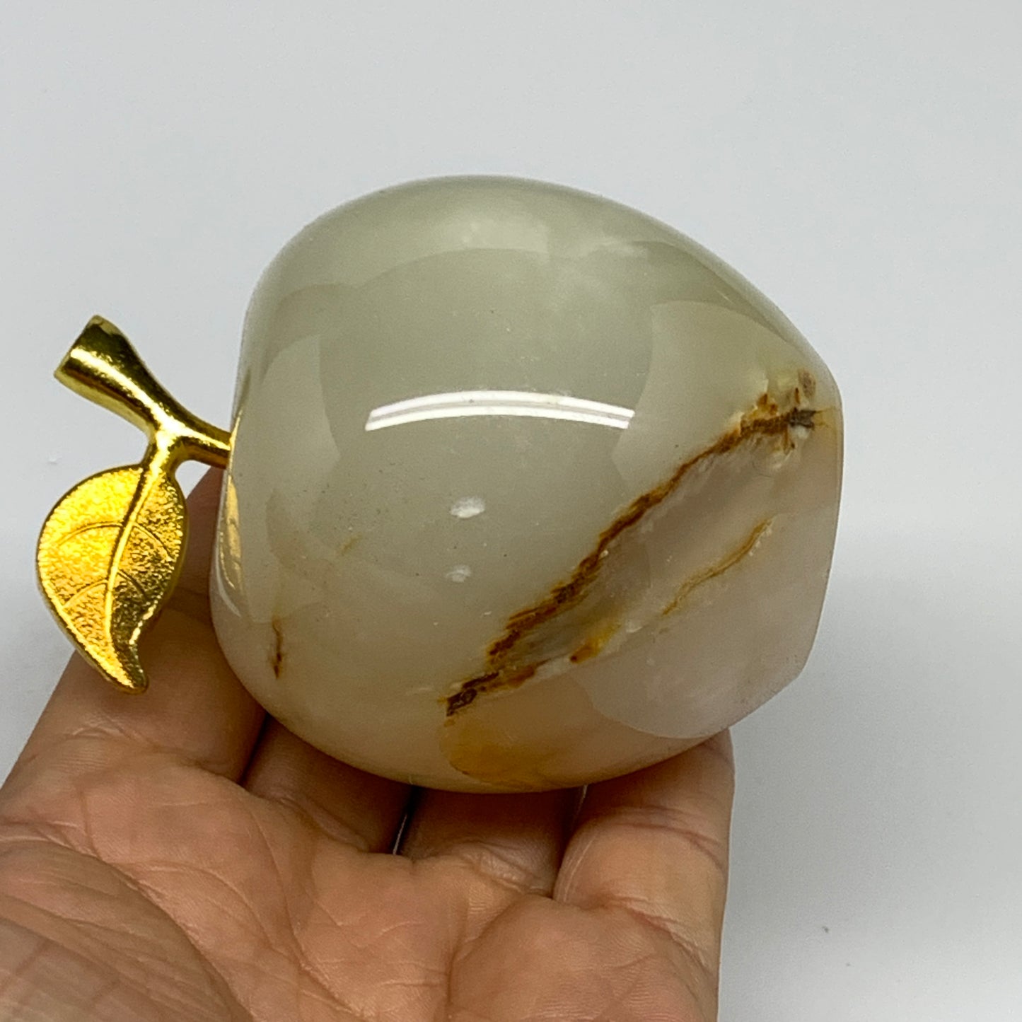 375g, 2.3"x2.4" Natural Green Onyx Apple Gemstone from Afghanistan, B31989