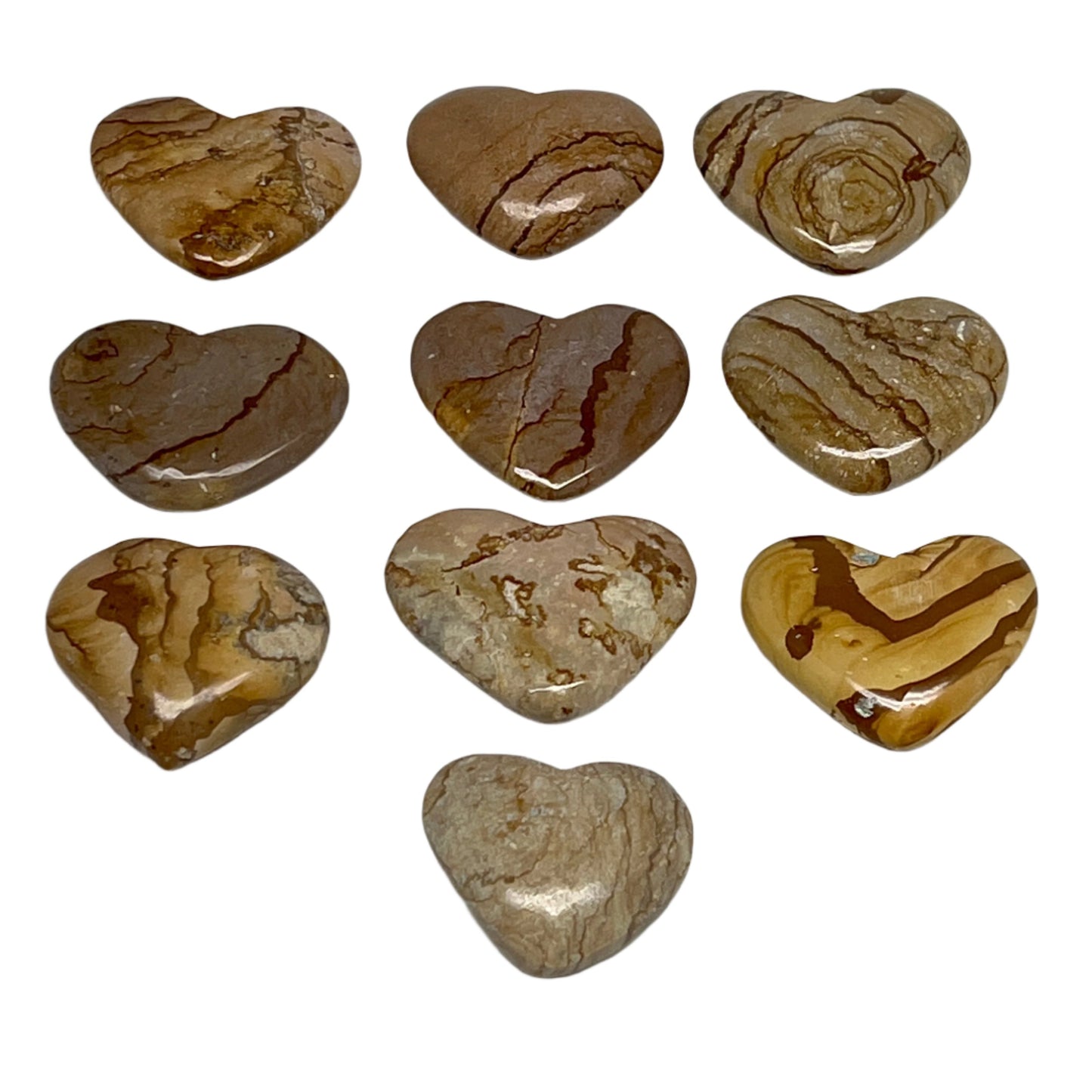 335g, 10 pcs, 1.4"- 1.6", Picture Jaspers Hearts from Morocco, B20089