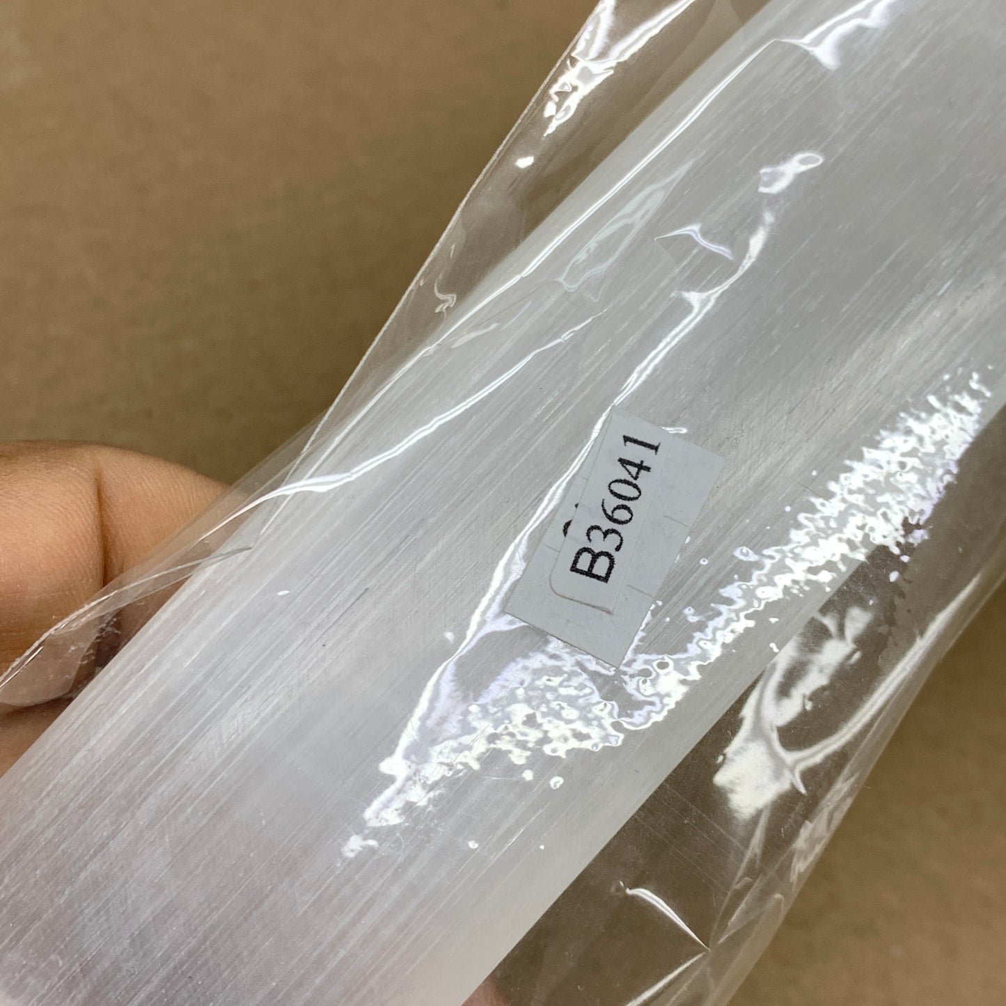 265g, 11.5"x1.5"x0.7", Natural Selenite Crystal Dagger (Satin Spar), B36041