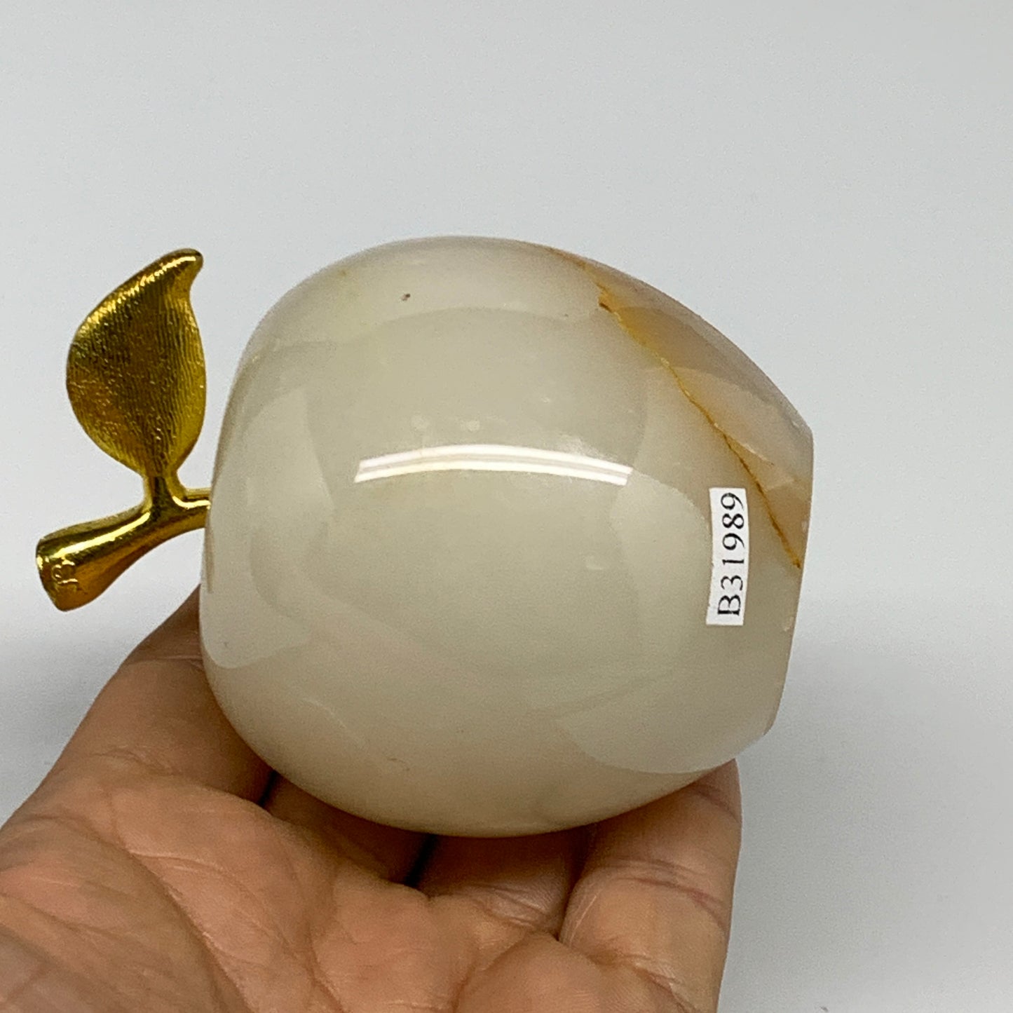 375g, 2.3"x2.4" Natural Green Onyx Apple Gemstone from Afghanistan, B31989