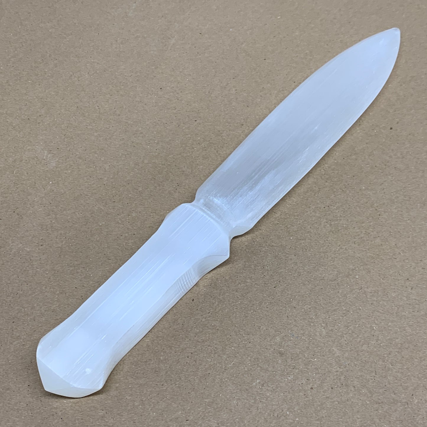 265g, 11.5"x1.5"x0.7", Natural Selenite Crystal Dagger (Satin Spar), B36041