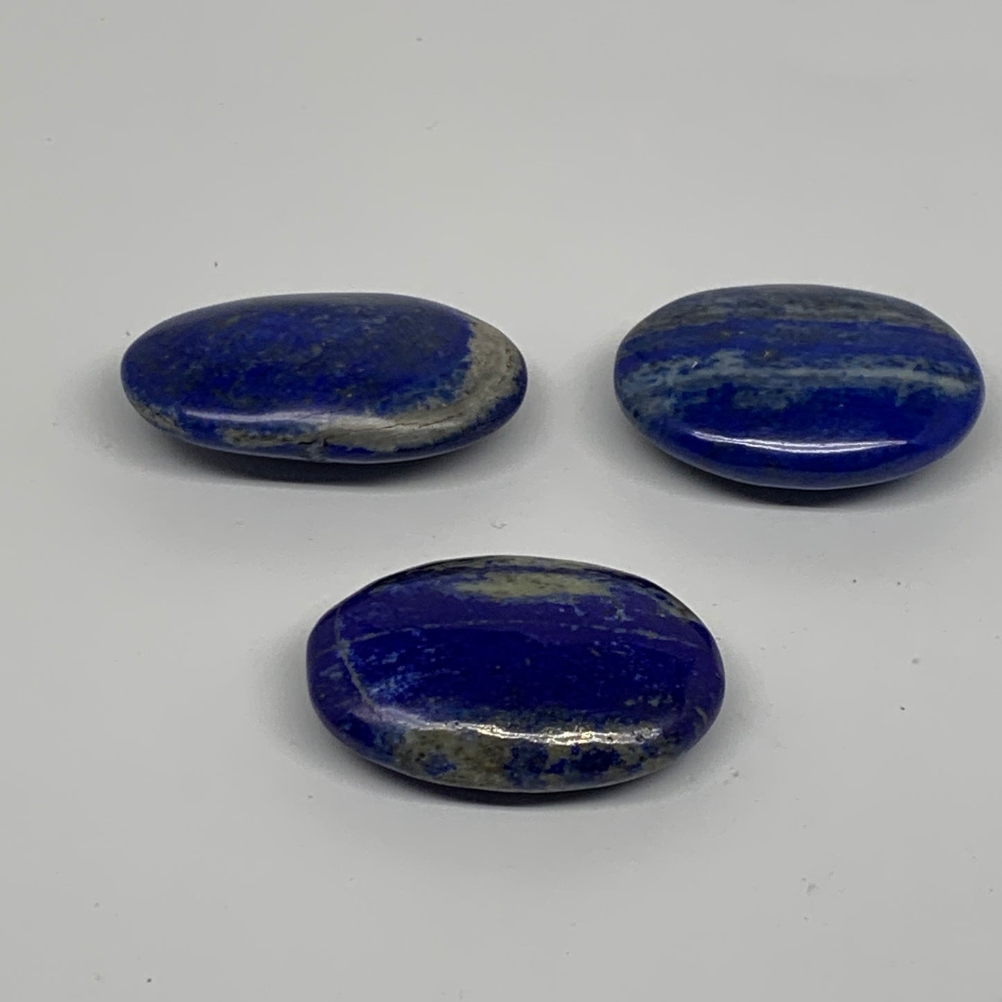 126.4g, 1.9"-2.1", 3pcs, Natural Lapis Lazuli Palm Stone @Afghanistan, B36923