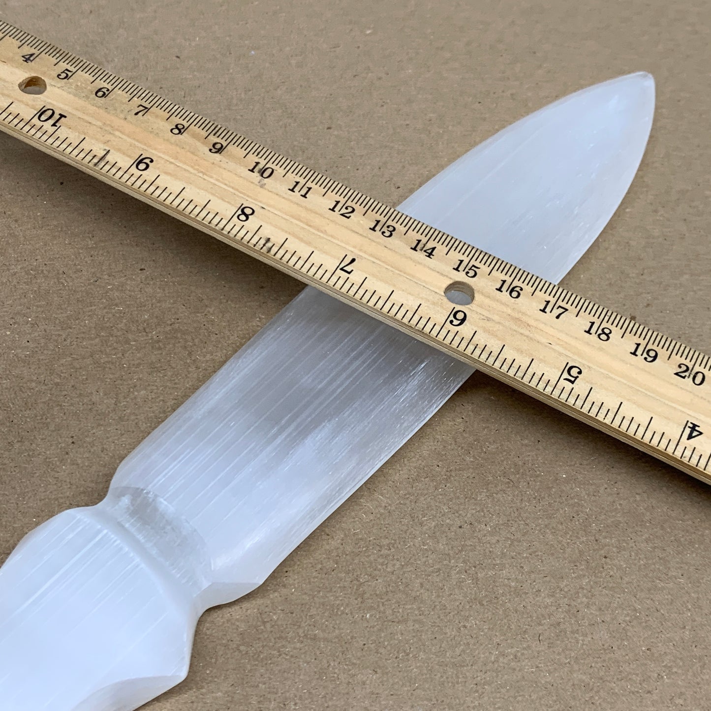 265g, 11.5"x1.5"x0.7", Natural Selenite Crystal Dagger (Satin Spar), B36041