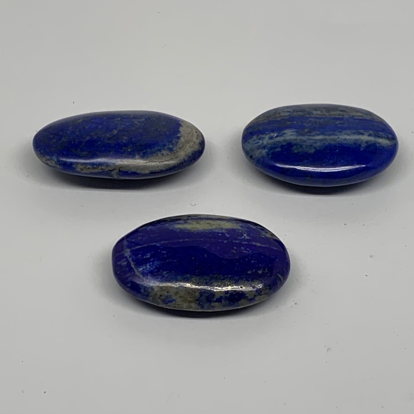 126.4g, 1.9"-2.1", 3pcs, Natural Lapis Lazuli Palm Stone @Afghanistan, B36923