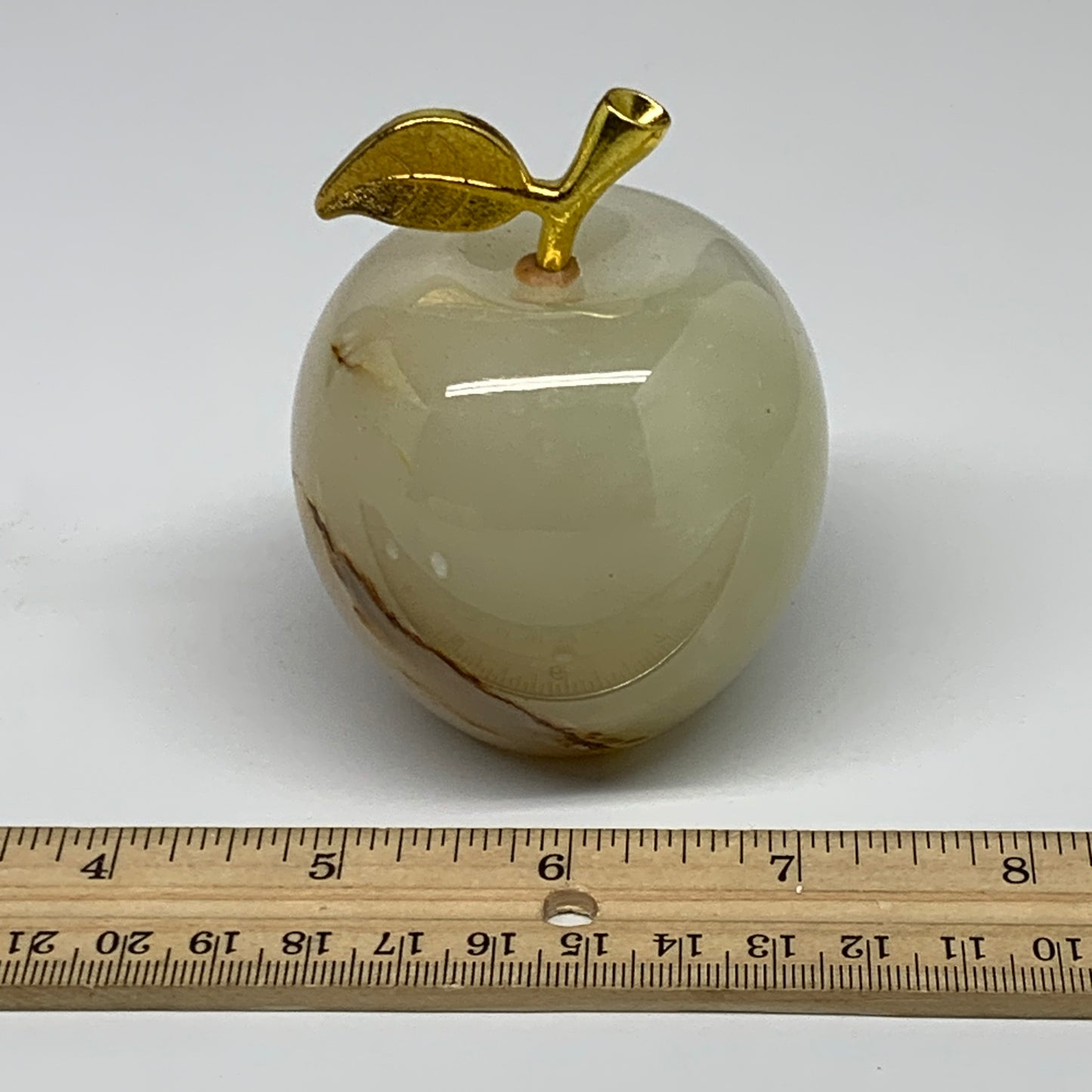 375g, 2.3"x2.4" Natural Green Onyx Apple Gemstone from Afghanistan, B31989