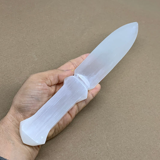 286g, 11.5"x1.7"x0.6", Natural Selenite Crystal Dagger (Satin Spar), B36042