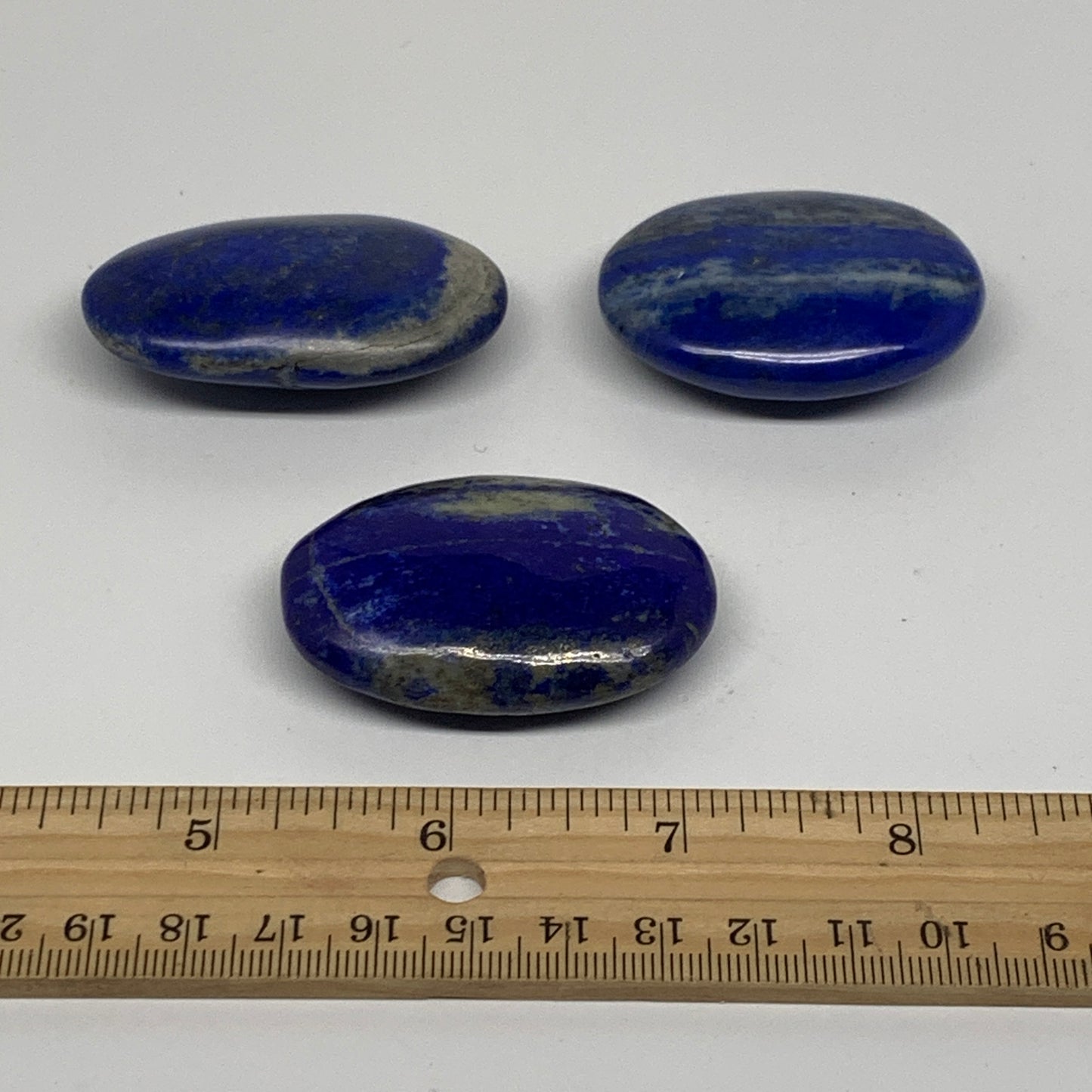 126.4g, 1.9"-2.1", 3pcs, Natural Lapis Lazuli Palm Stone @Afghanistan, B36923