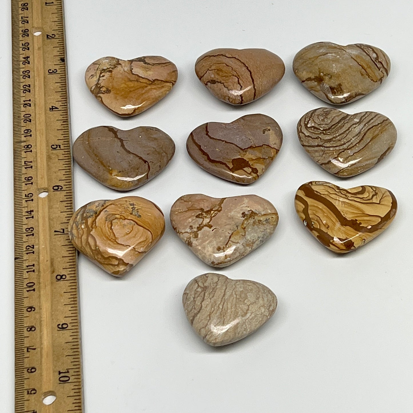335g, 10 pcs, 1.4"- 1.6", Picture Jaspers Hearts from Morocco, B20089