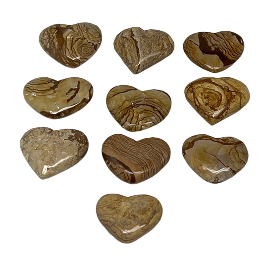 350g, 10 pcs, 1.4"- 1.6", Picture Jaspers Hearts from Morocco, B20090