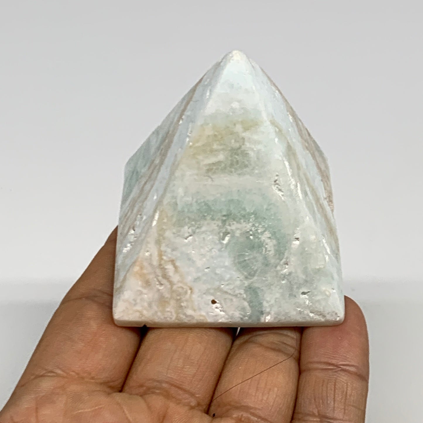 142.6g, 2.2"x1.9"x1.9", Caribbean Calcite Pyramid Gemstone, Crystal, B29792