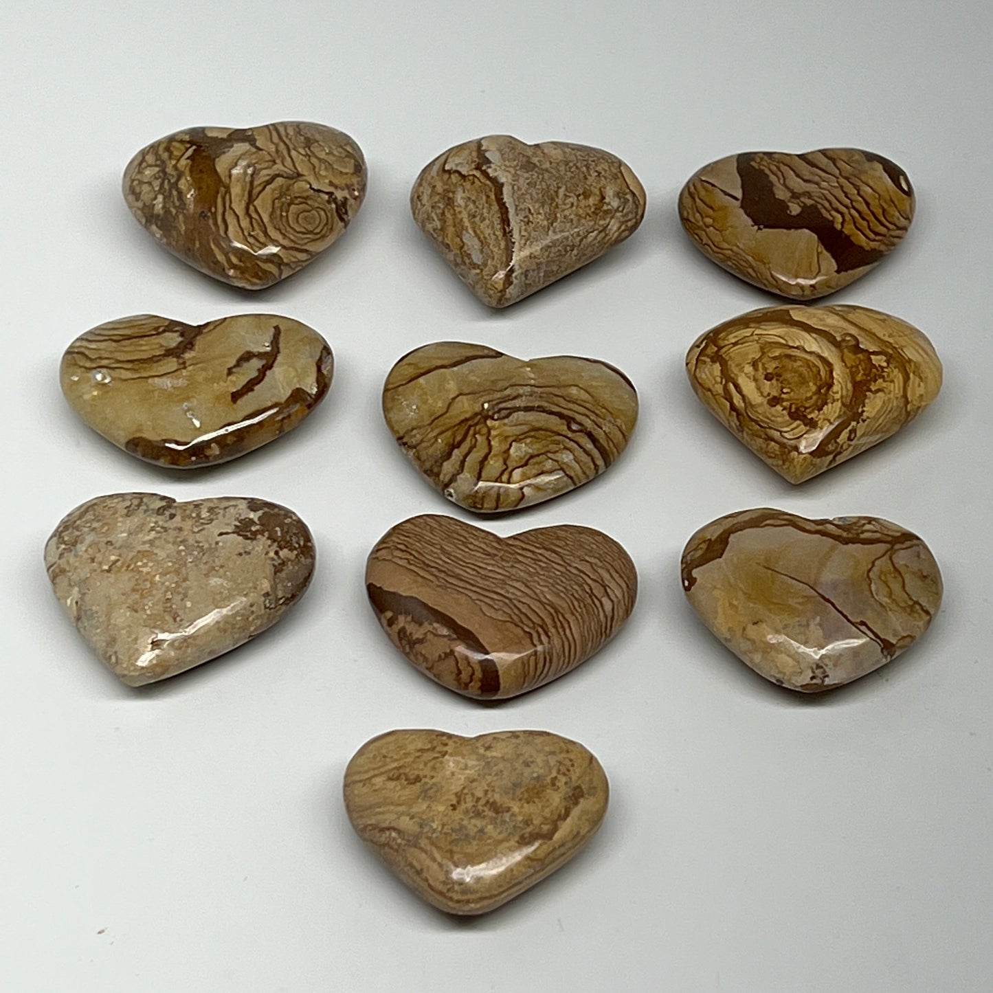350g, 10 pcs, 1.4"- 1.6", Picture Jaspers Hearts from Morocco, B20090