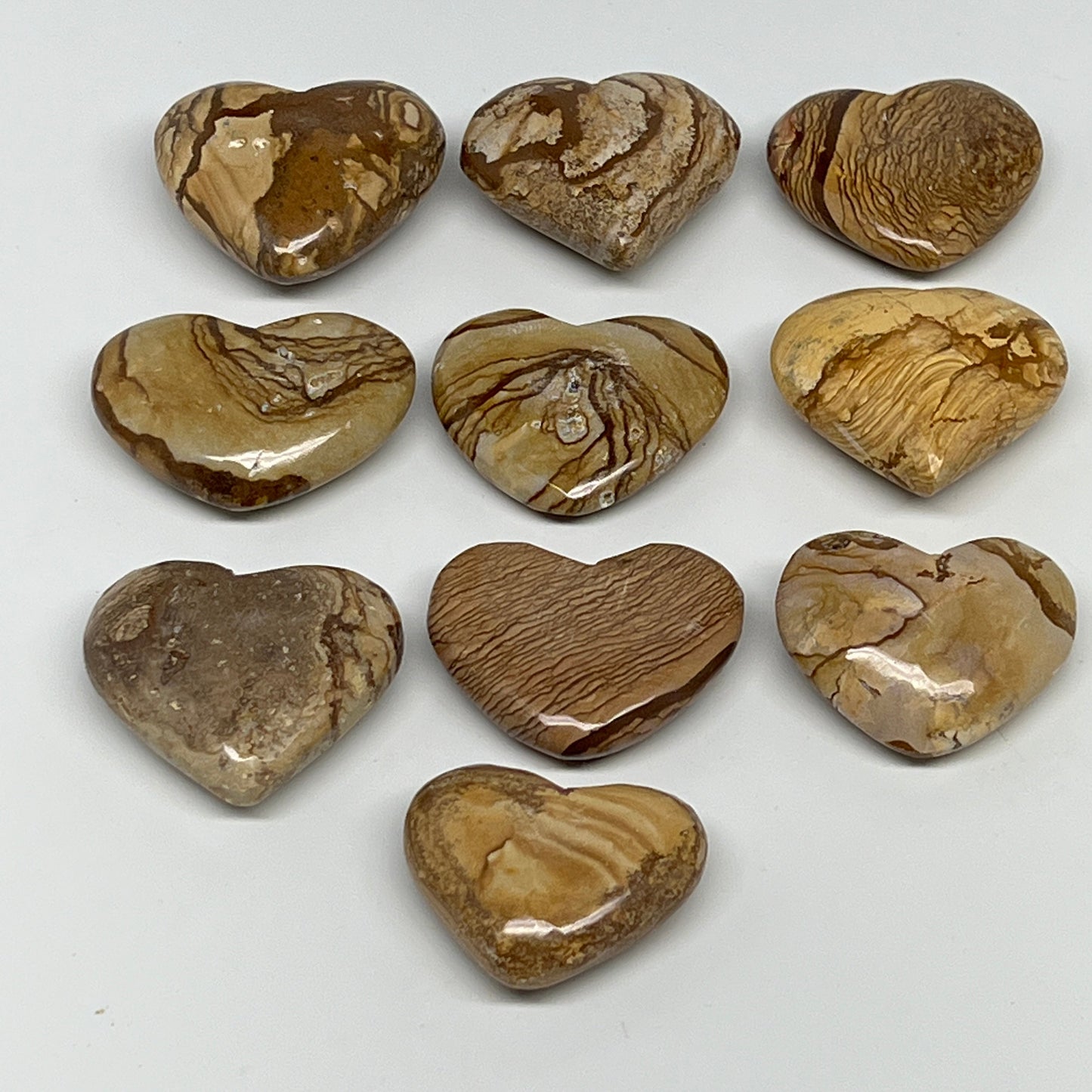 350g, 10 pcs, 1.4"- 1.6", Picture Jaspers Hearts from Morocco, B20090