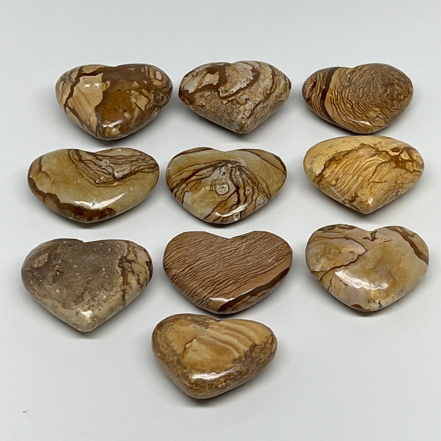 350g, 10 pcs, 1.4"- 1.6", Picture Jaspers Hearts from Morocco, B20090