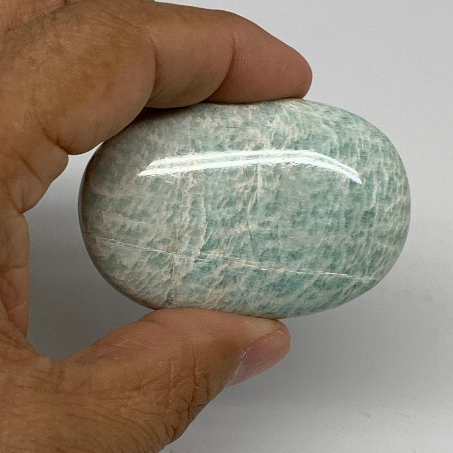 124.6g, 2.2"-2.3", 2pcs, Natural Amazonite Palm-Stone Tumbled Polished, B34719