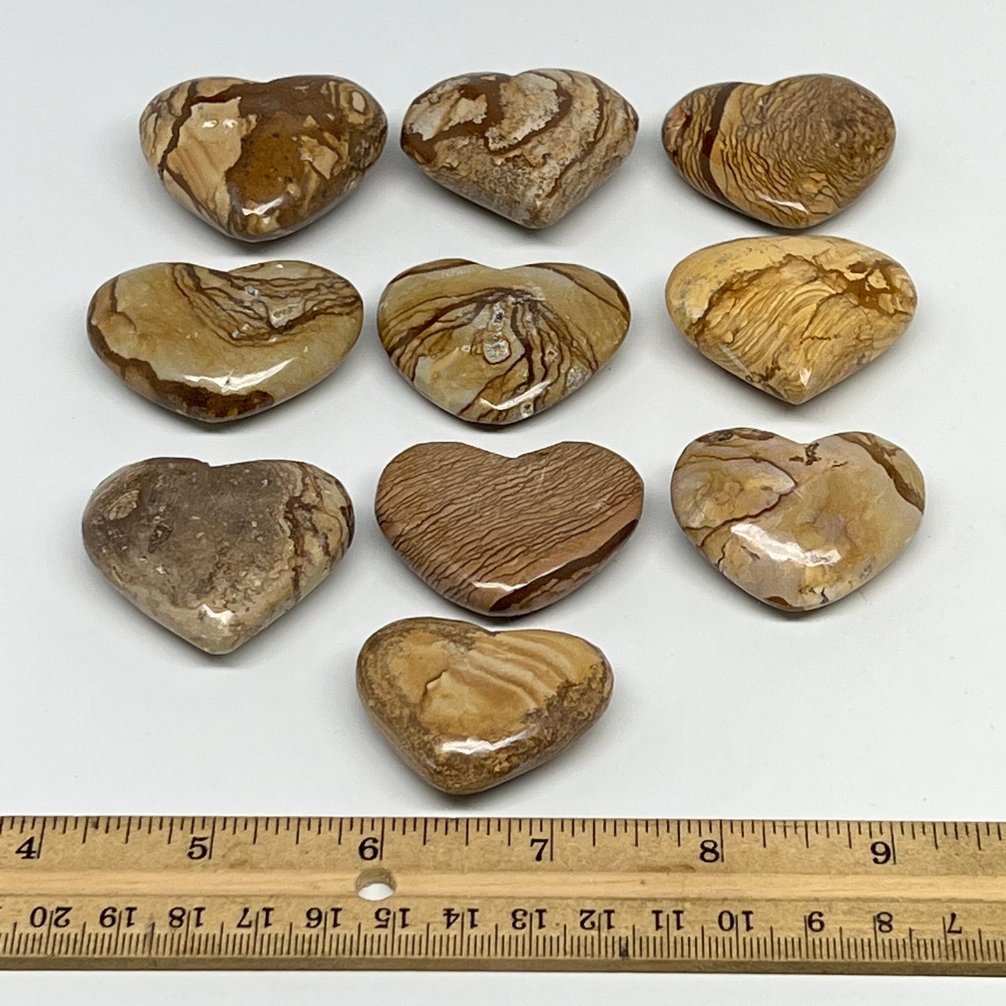 350g, 10 pcs, 1.4"- 1.6", Picture Jaspers Hearts from Morocco, B20090