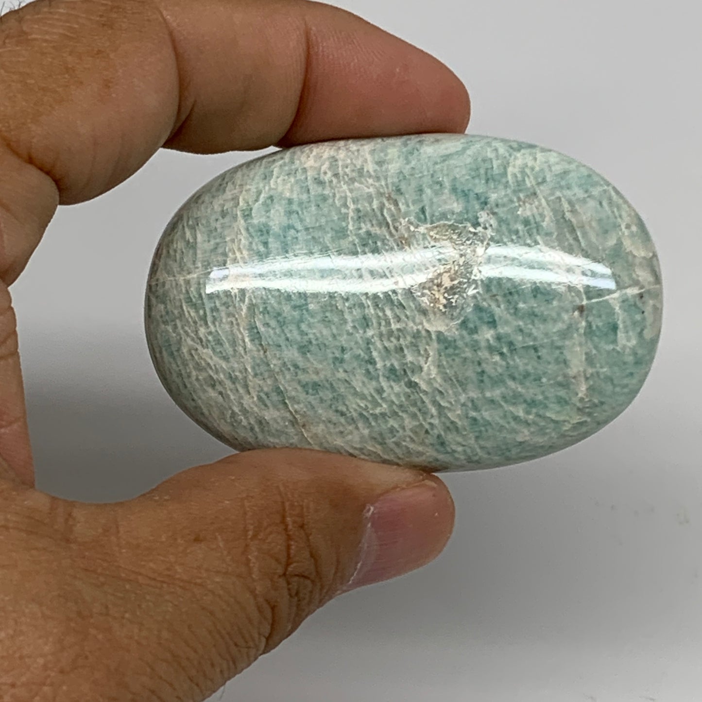 124.6g, 2.2"-2.3", 2pcs, Natural Amazonite Palm-Stone Tumbled Polished, B34719