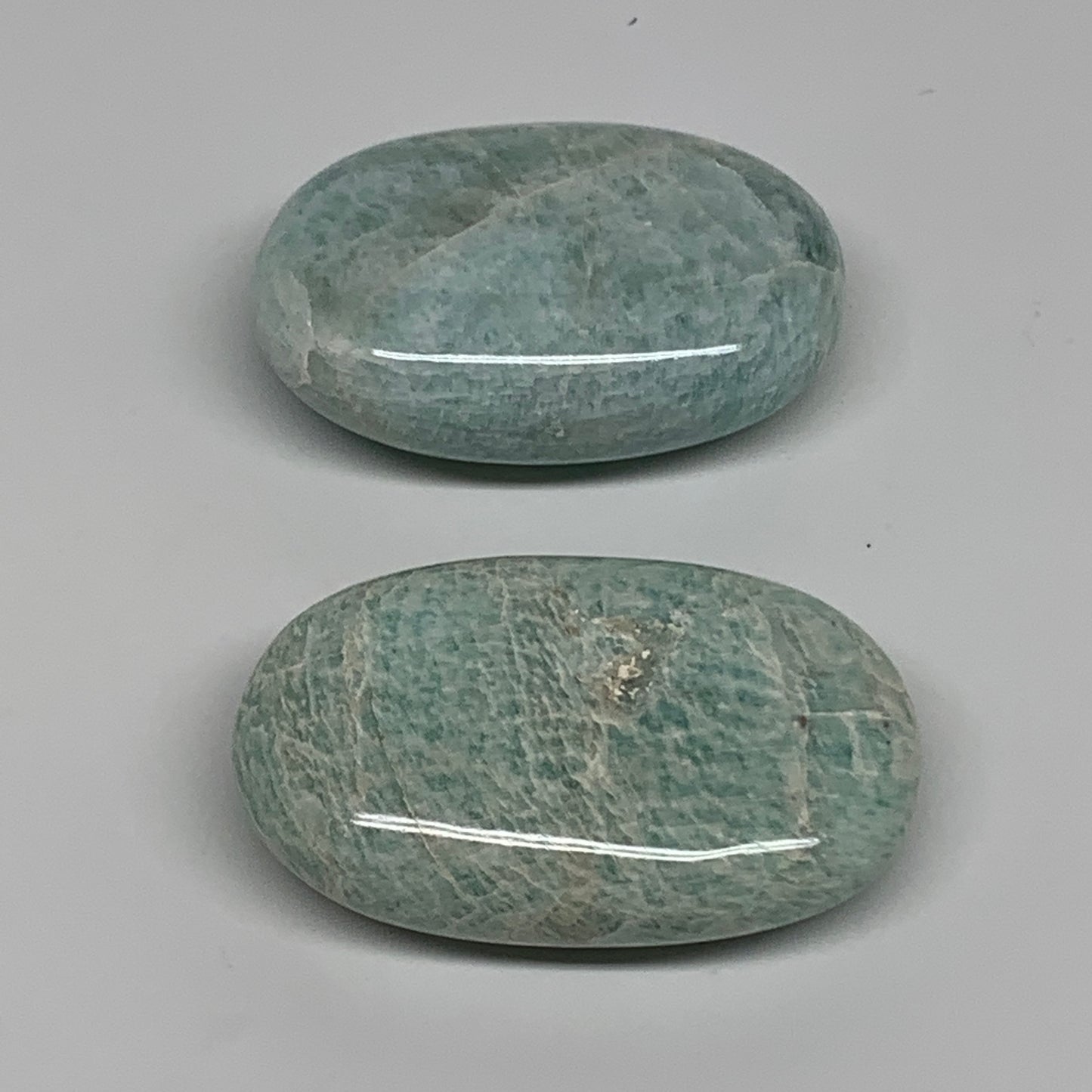 124.6g, 2.2"-2.3", 2pcs, Natural Amazonite Palm-Stone Tumbled Polished, B34719