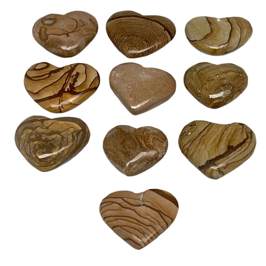 355g, 10 pcs, 1.3"- 1.6", Picture Jaspers Hearts from Morocco, B20091