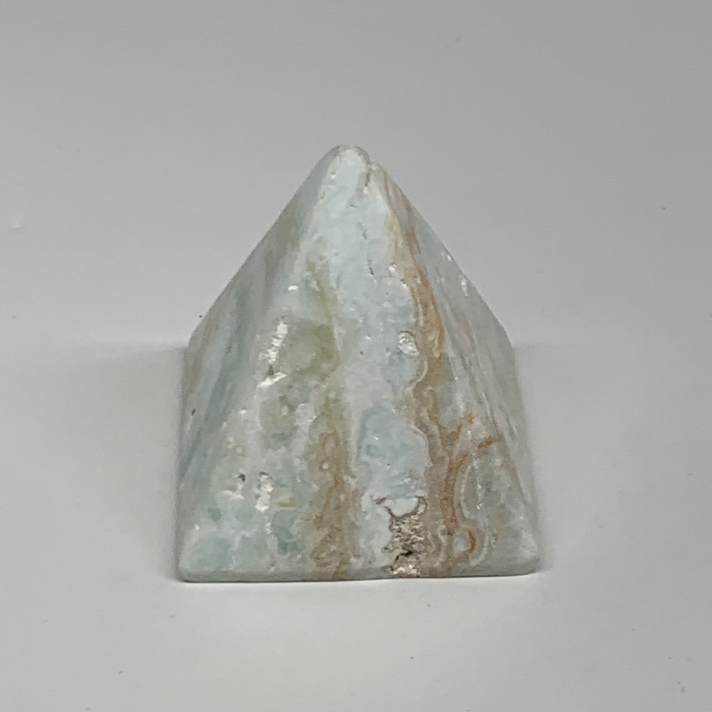 142.6g, 2.2"x1.9"x1.9", Caribbean Calcite Pyramid Gemstone, Crystal, B29792