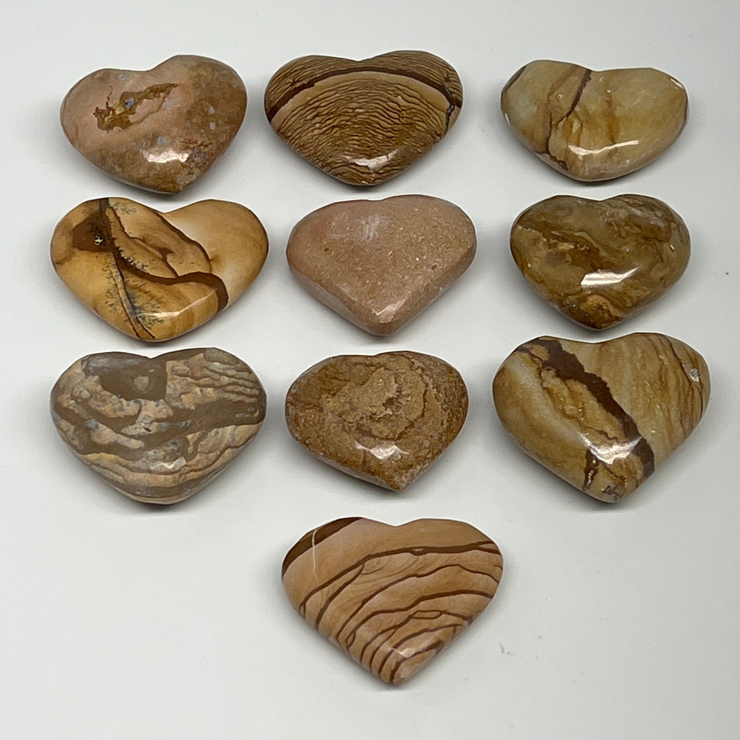 355g, 10 pcs, 1.3"- 1.6", Picture Jaspers Hearts from Morocco, B20091