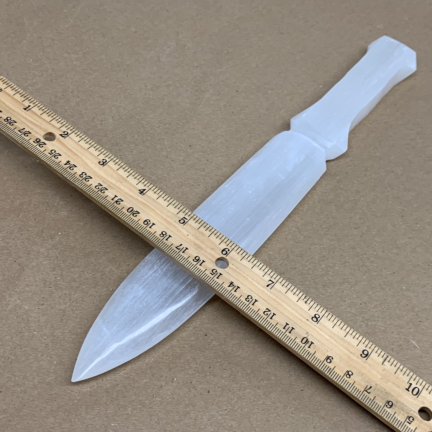 286g, 11.5"x1.7"x0.6", Natural Selenite Crystal Dagger (Satin Spar), B36042