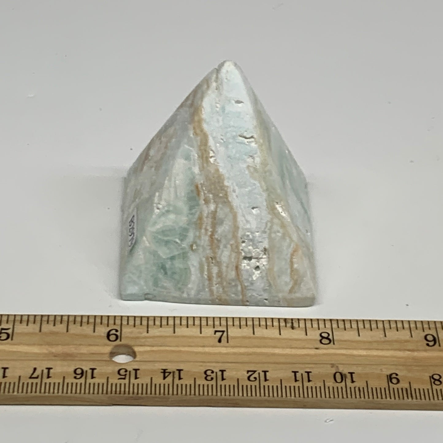 142.6g, 2.2"x1.9"x1.9", Caribbean Calcite Pyramid Gemstone, Crystal, B29792