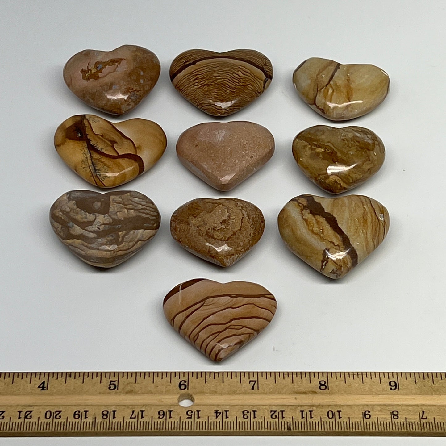 355g, 10 pcs, 1.3"- 1.6", Picture Jaspers Hearts from Morocco, B20091