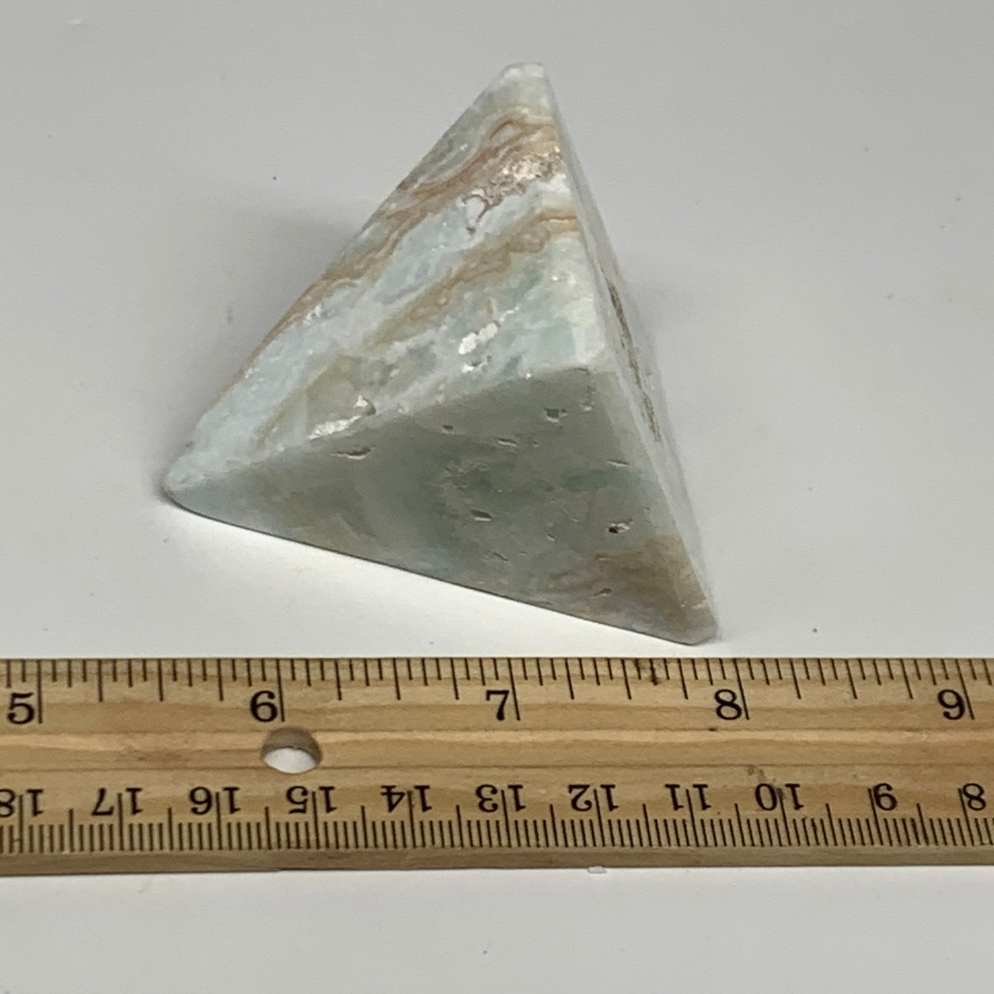 142.6g, 2.2"x1.9"x1.9", Caribbean Calcite Pyramid Gemstone, Crystal, B29792