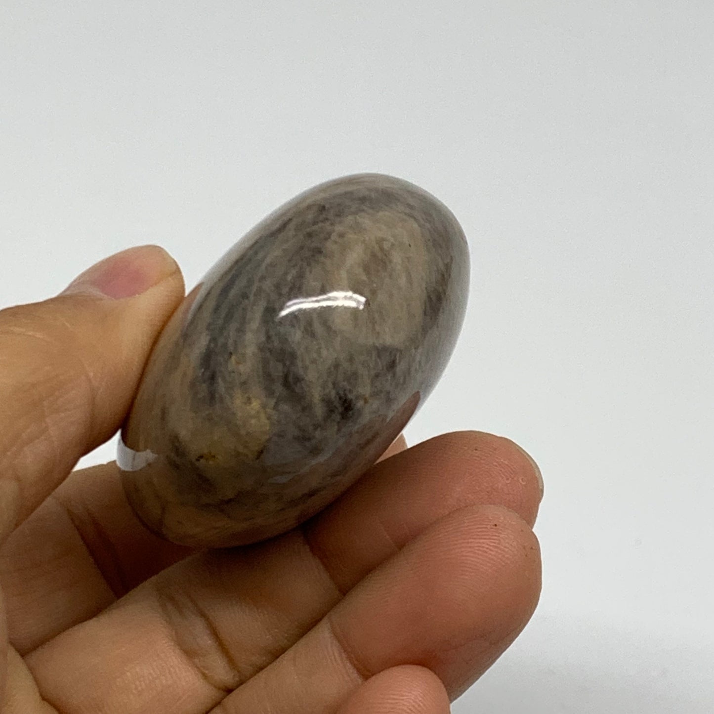 102.9g, 2.3"x1.8"x1.1",  Black Moonstone Crystal Palm-Stone Polished, B37756