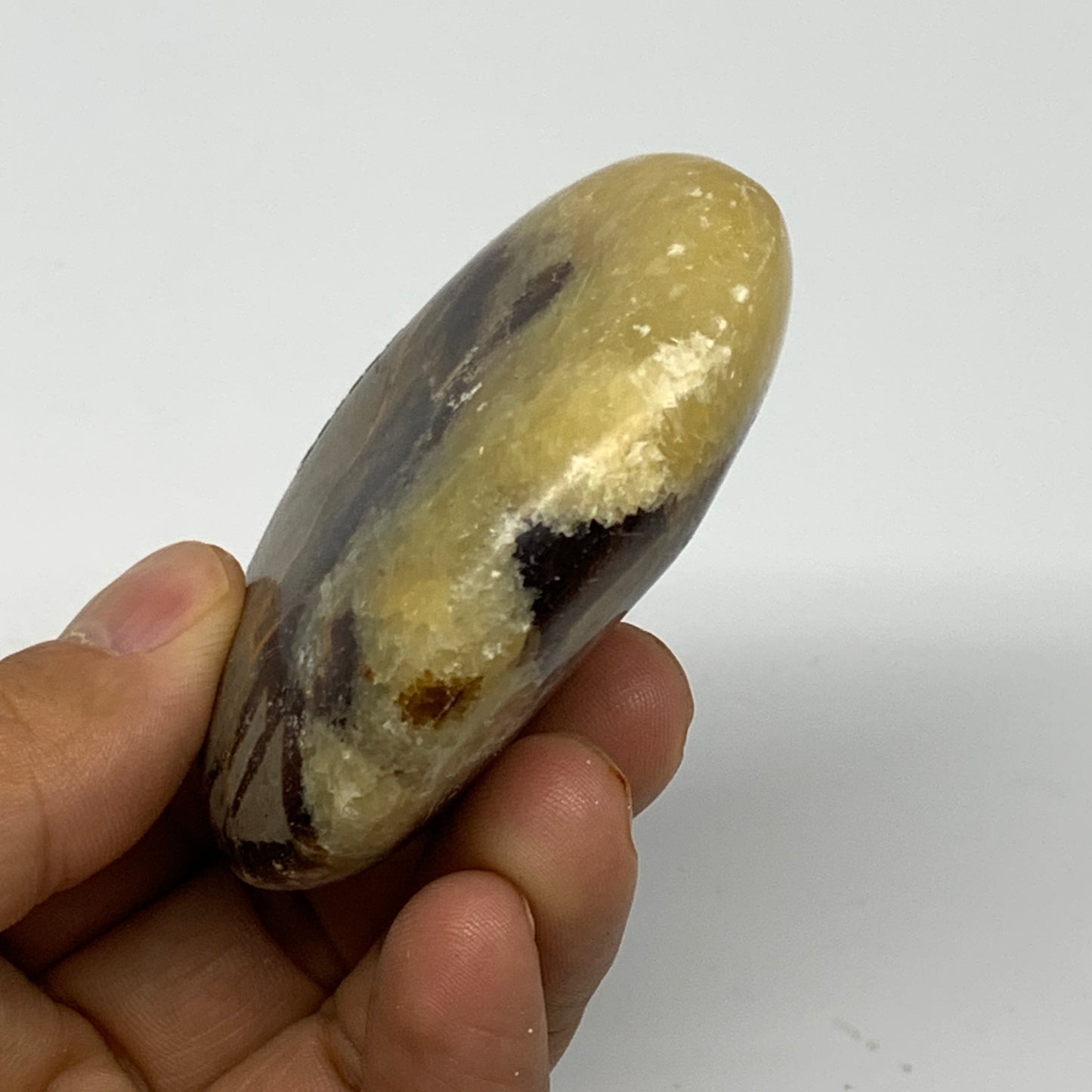 122.3g, 2.6"x2.3"x0.9", Septarian Nodule Palm-Stone Polished Reiki, B28220