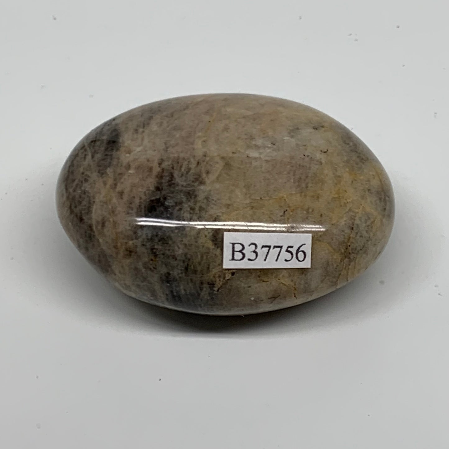 102.9g, 2.3"x1.8"x1.1",  Black Moonstone Crystal Palm-Stone Polished, B37756