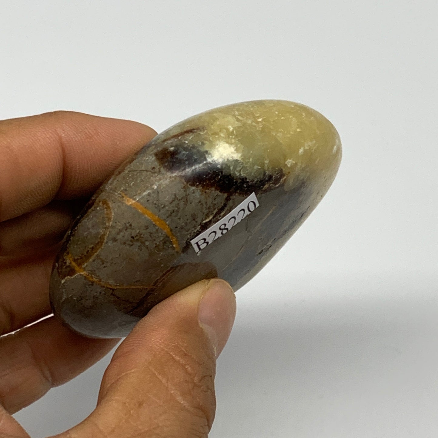 122.3g, 2.6"x2.3"x0.9", Septarian Nodule Palm-Stone Polished Reiki, B28220