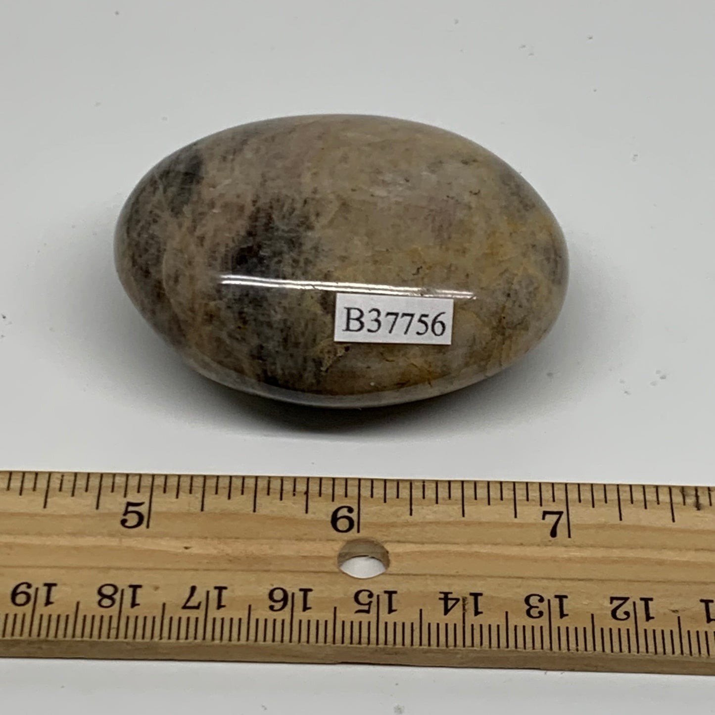 102.9g, 2.3"x1.8"x1.1",  Black Moonstone Crystal Palm-Stone Polished, B37756