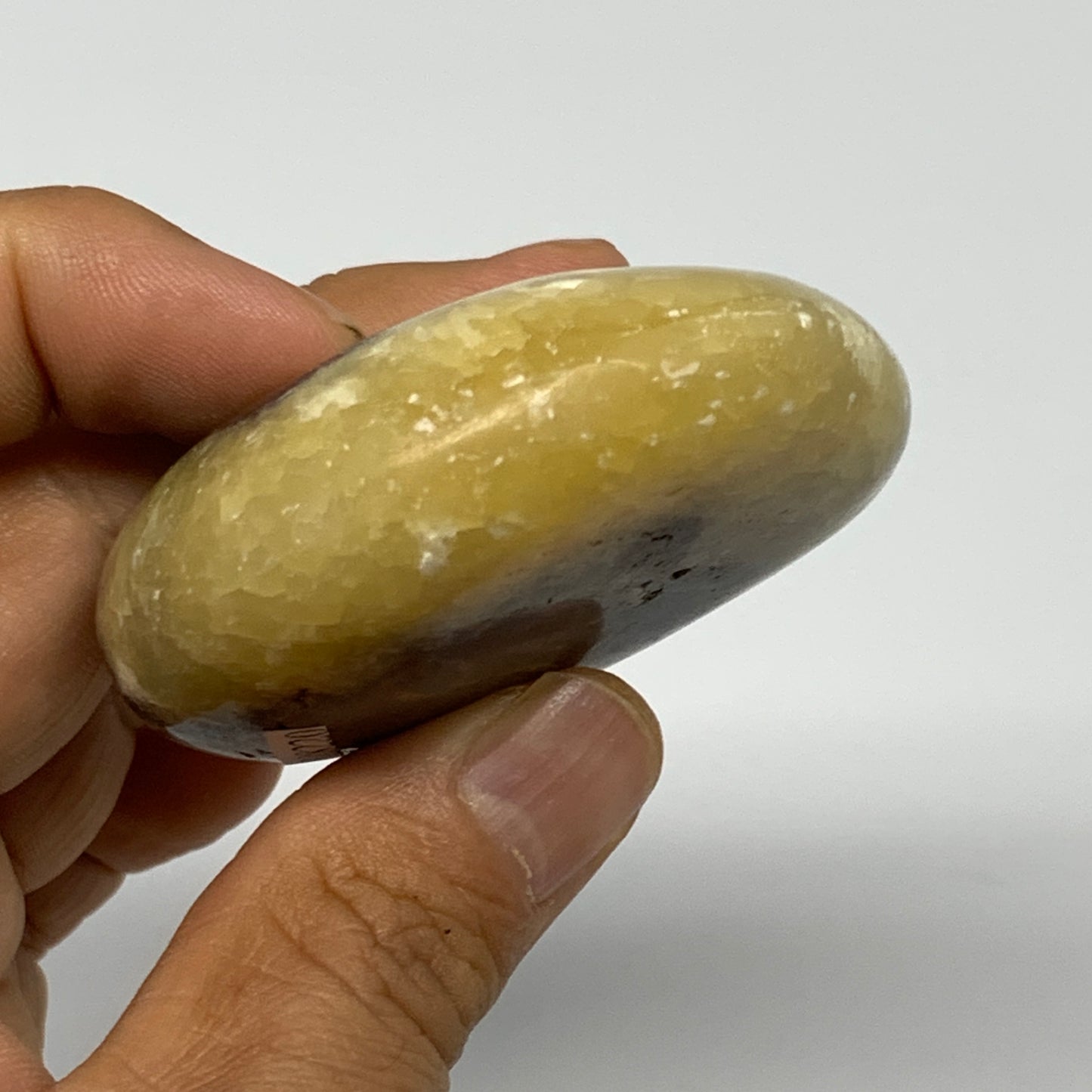 122.3g, 2.6"x2.3"x0.9", Septarian Nodule Palm-Stone Polished Reiki, B28220