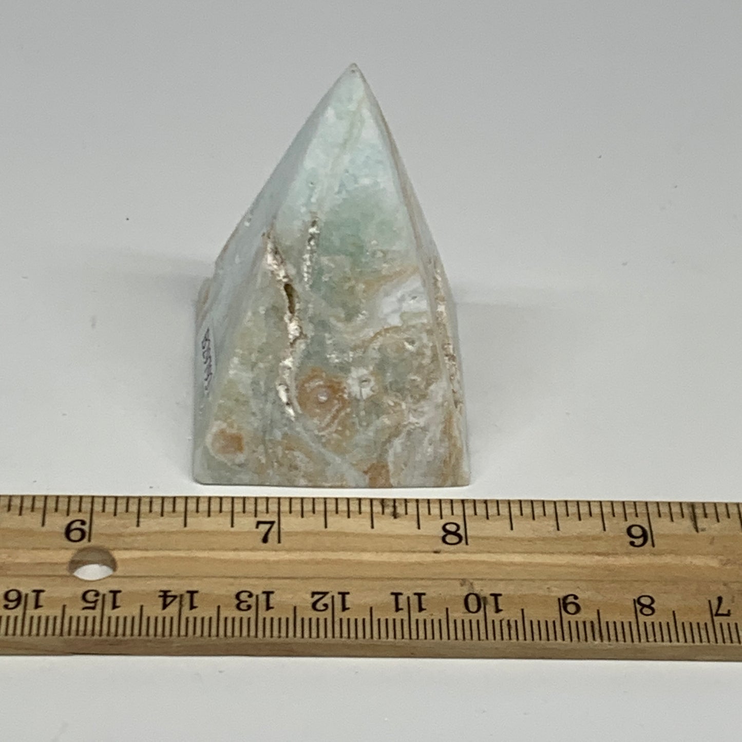 92.2g, 2.3"x1.5"x1.5", Caribbean Calcite Pyramid Gemstone, Crystal, B29793