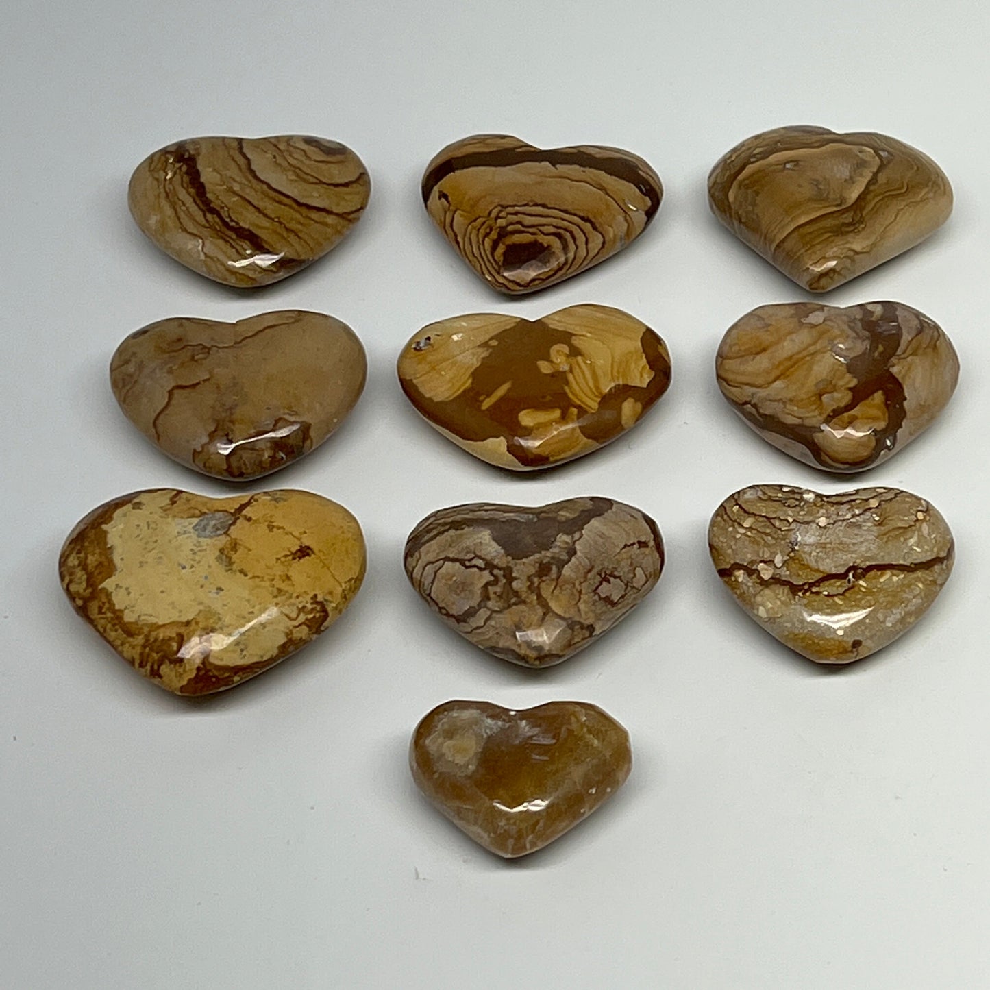 370g, 10 pcs, 1.1"- 1.7", Picture Jaspers Hearts from Morocco, B20093