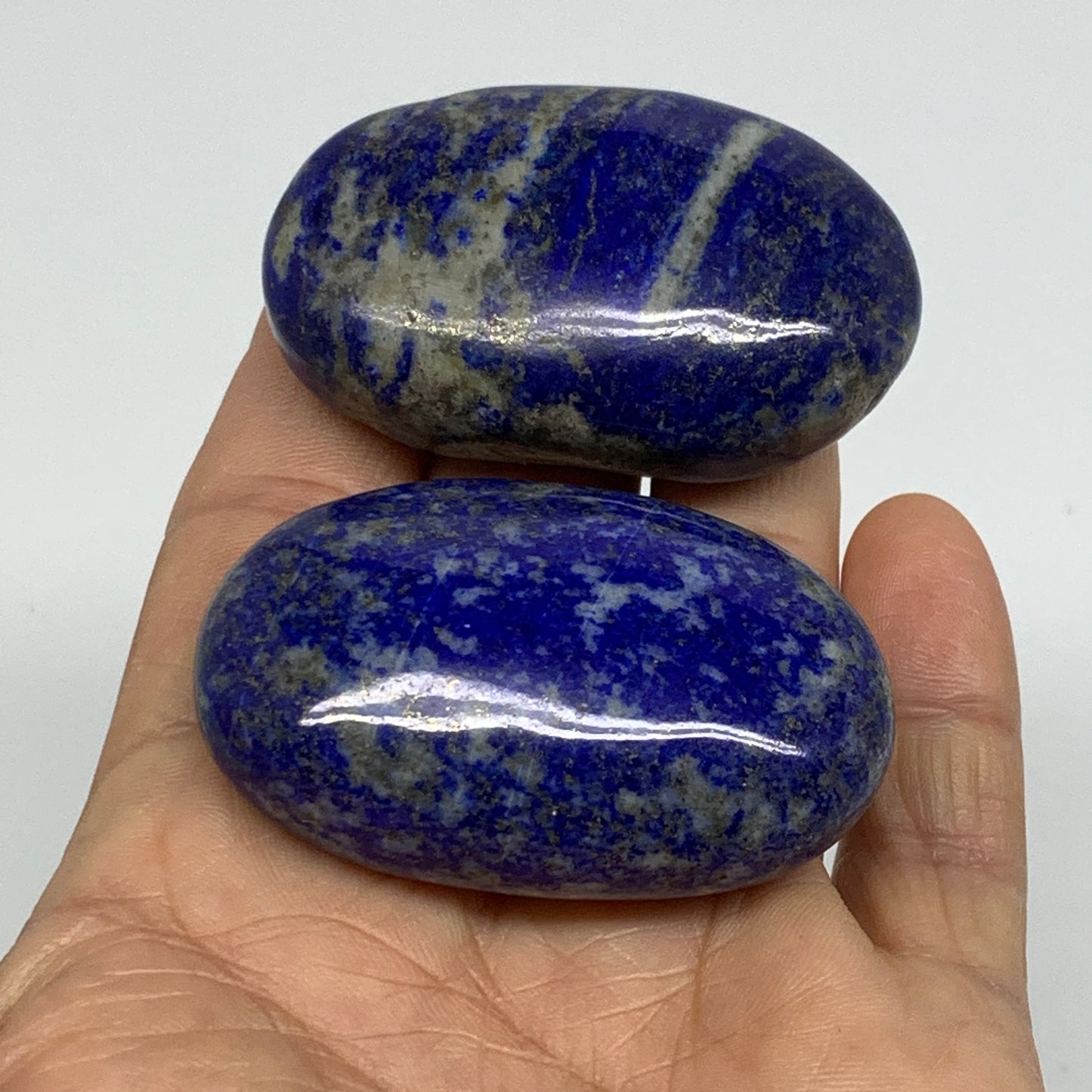 126.1g, 2.1"-2.1", 2pcs, Natural Lapis Lazuli Palm Stone @Afghanistan, B36926