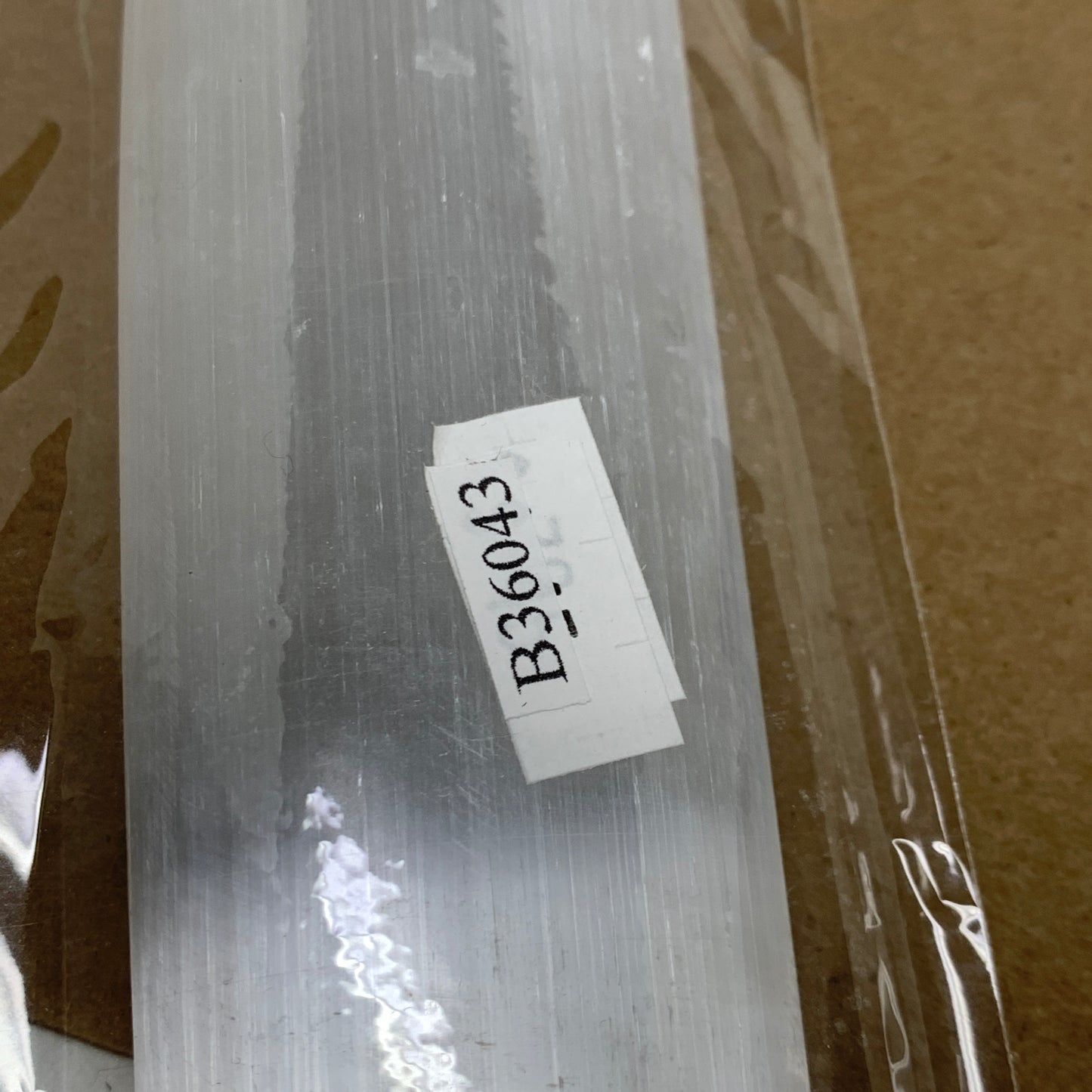 256g, 11.5"x1.5"x0.7", Natural Selenite Crystal Dagger (Satin Spar), B36043