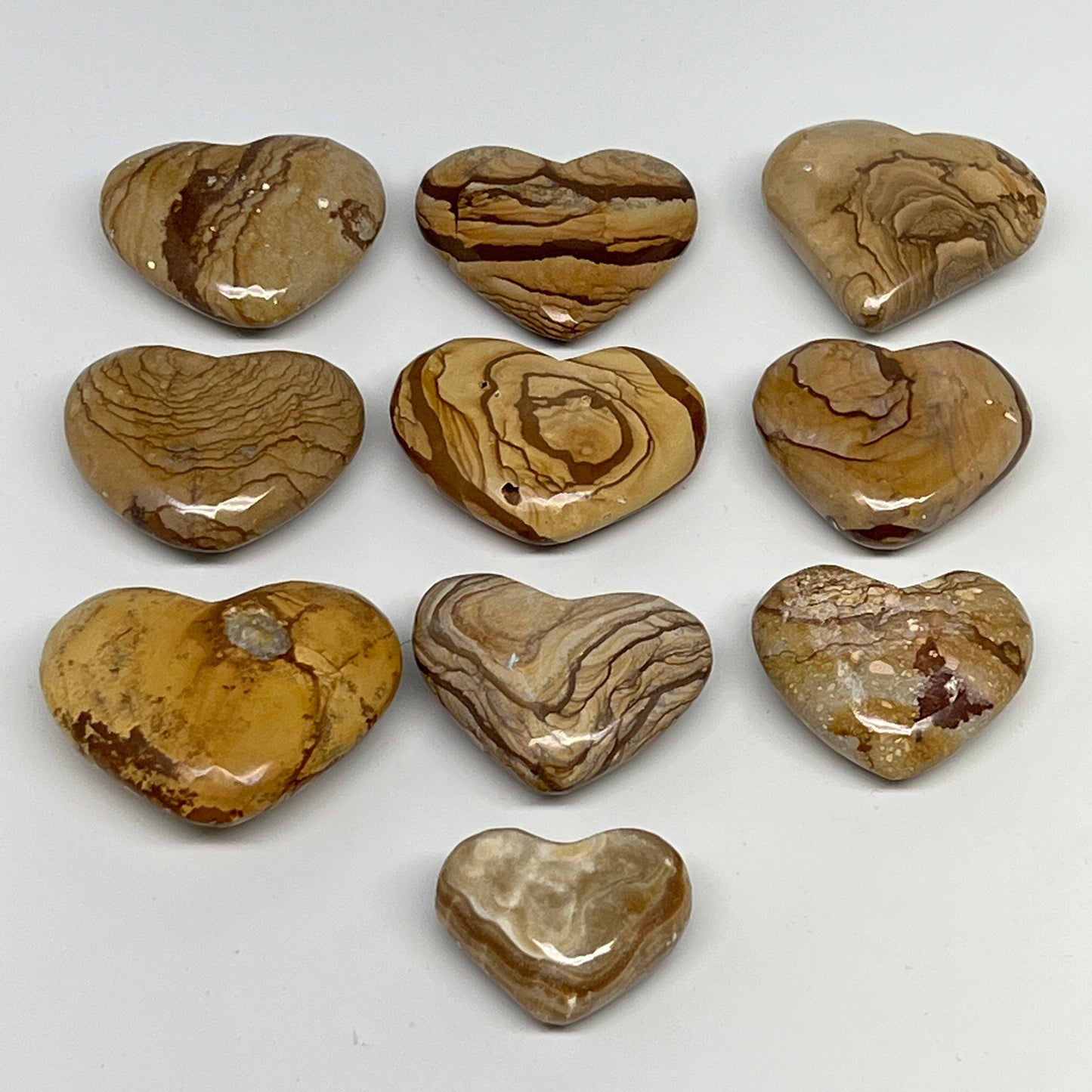 370g, 10 pcs, 1.1"- 1.7", Picture Jaspers Hearts from Morocco, B20093