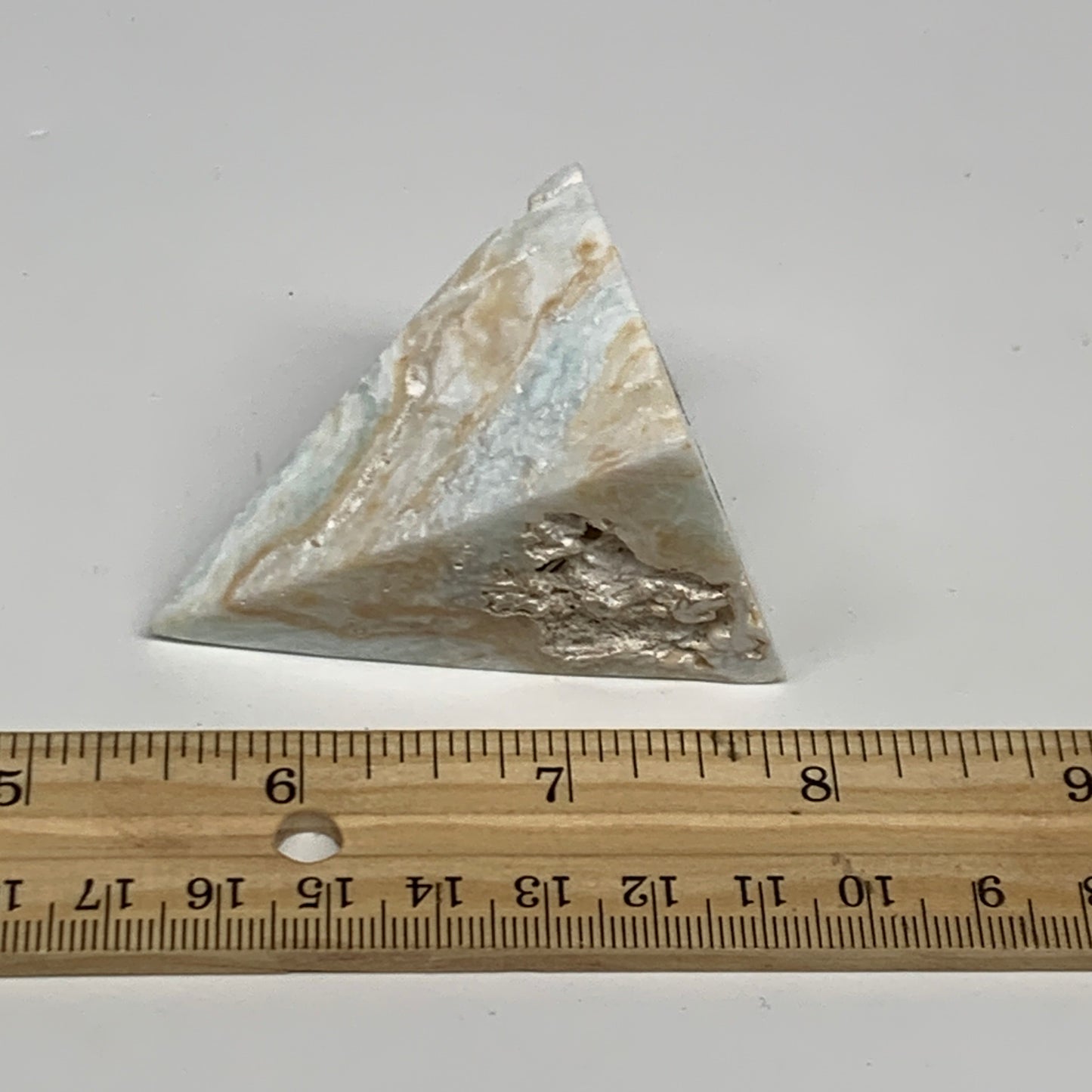 92.2g, 2.3"x1.5"x1.5", Caribbean Calcite Pyramid Gemstone, Crystal, B29793