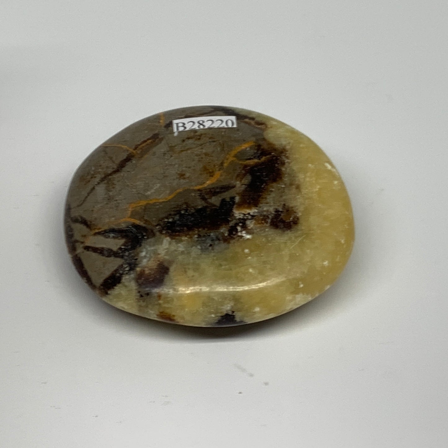 122.3g, 2.6"x2.3"x0.9", Septarian Nodule Palm-Stone Polished Reiki, B28220