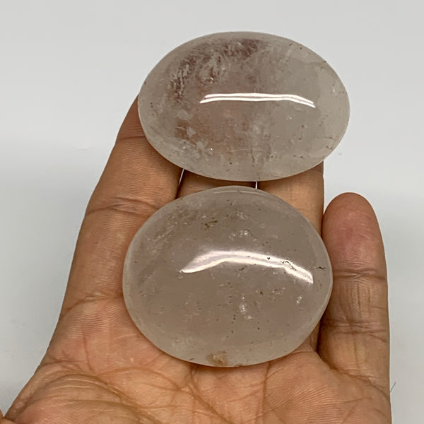 107.8g, 1.8"-1.9", 2pcs. Natural Quartz Crystal Palm-Stone Polished Reiki, B2901