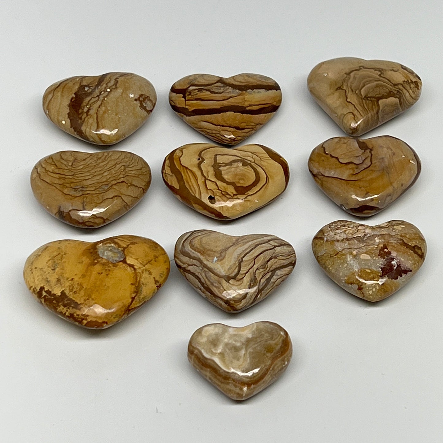 370g, 10 pcs, 1.1"- 1.7", Picture Jaspers Hearts from Morocco, B20093